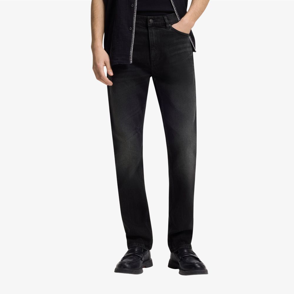 HUGO - Quần jeans dáng ôm màu xám đậm denim co giãn thoải mái