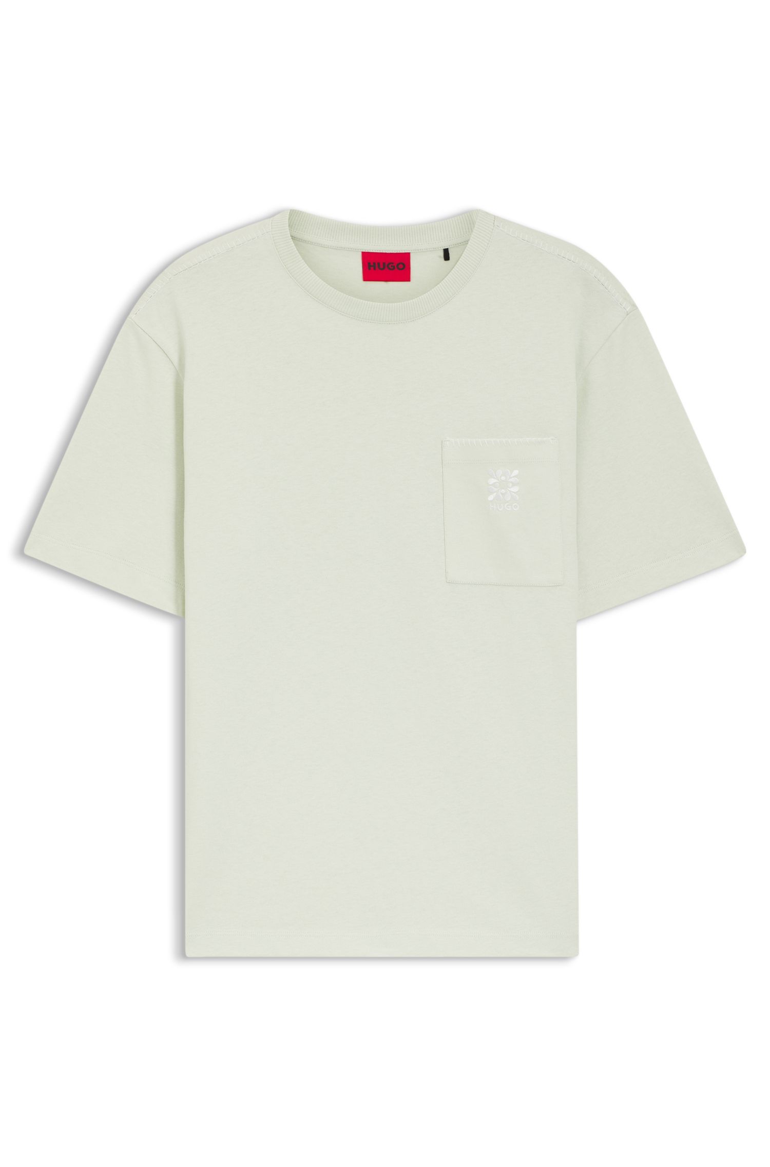 HUGO - Áo thun cotton jersey với logo thêu.