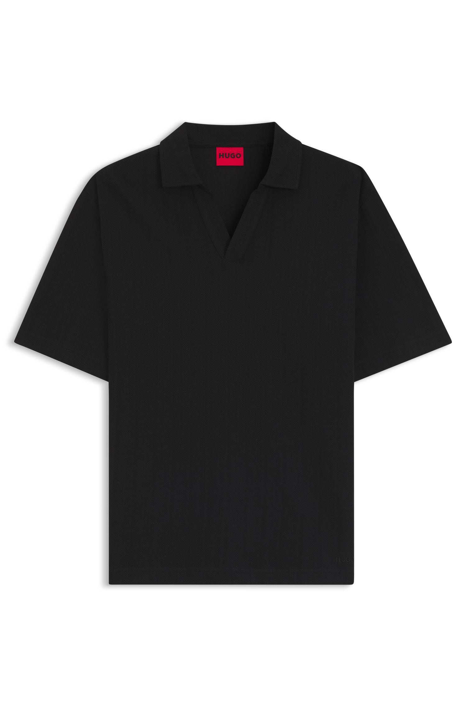 HUGO - Áo polo kẻ sọc jacquard cổ bẻ