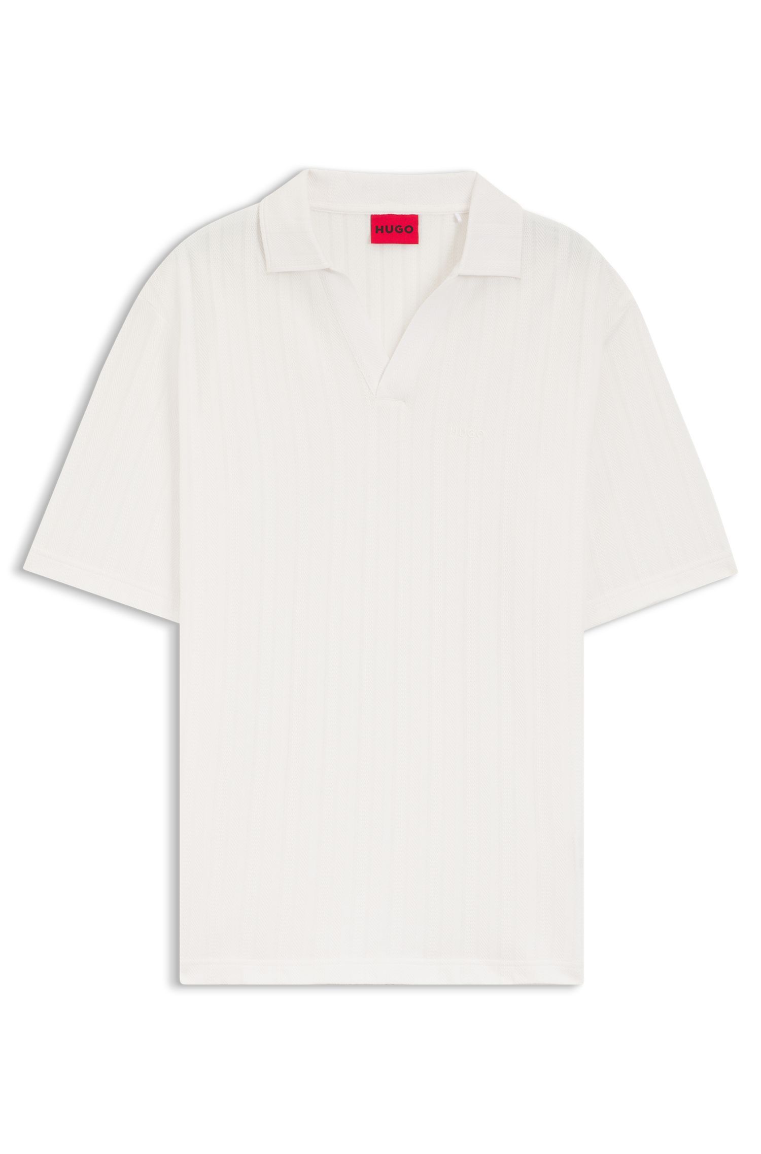 HUGO - Áo polo kẻ sọc jacquard cổ bẻ