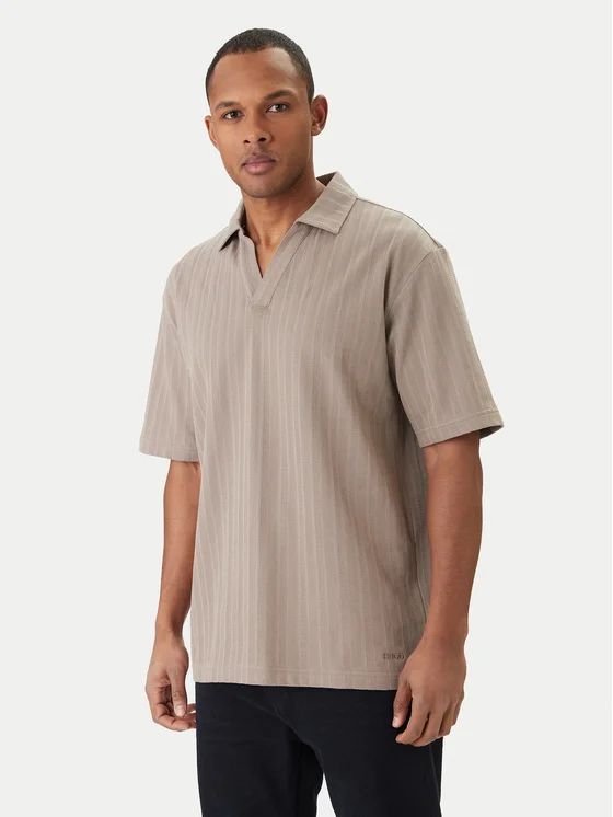 HUGO - Áo polo kẻ sọc jacquard cổ bẻ