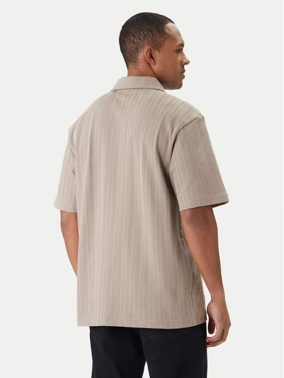 HUGO - Áo polo kẻ sọc jacquard cổ bẻ