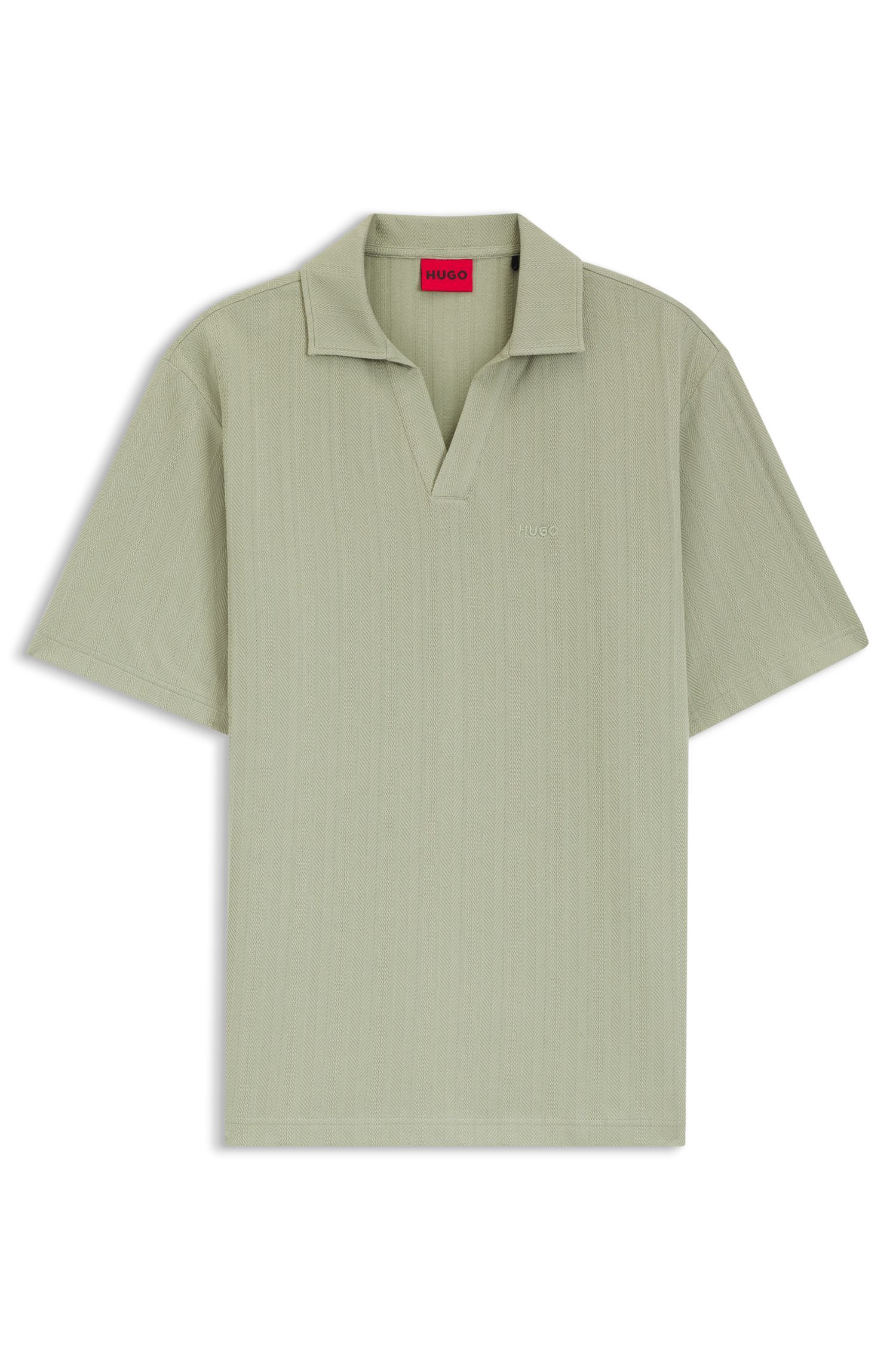 HUGO - Áo polo kẻ sọc jacquard cổ bẻ