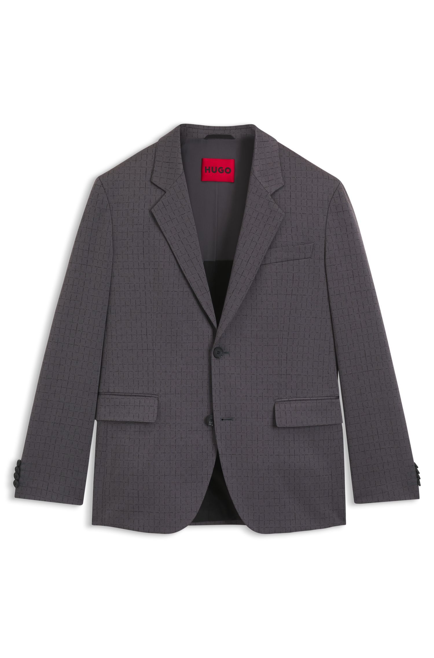 HUGO - Áo khoác modern-fit kẻ caro, vải co giãn