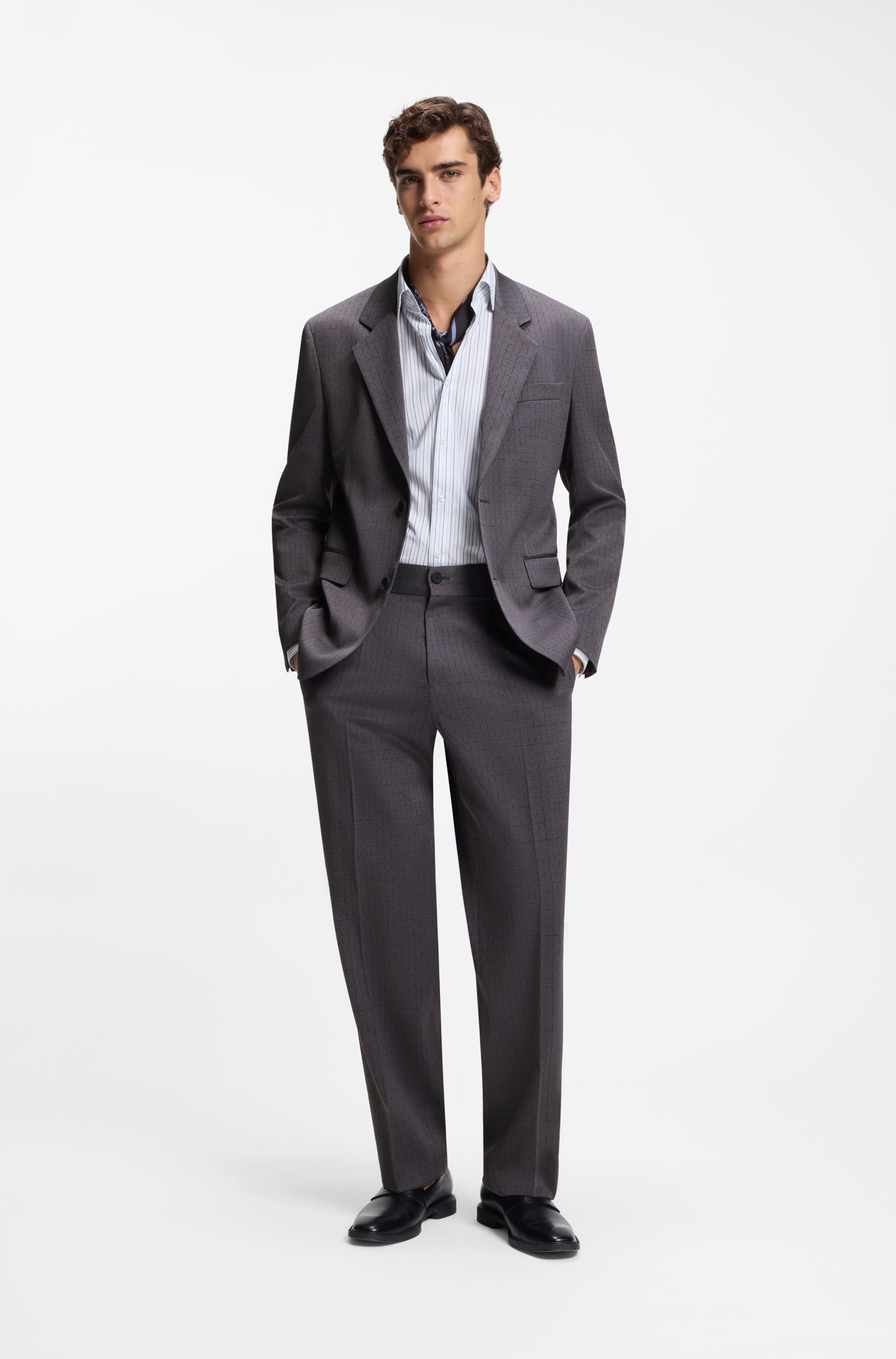 HUGO - Áo khoác modern-fit kẻ caro, vải co giãn
