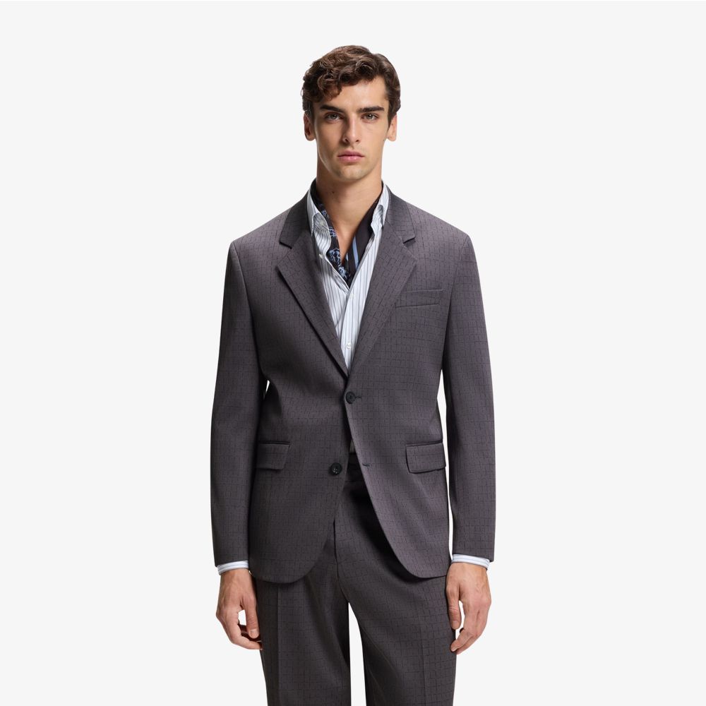 HUGO - Áo khoác modern-fit kẻ caro, vải co giãn