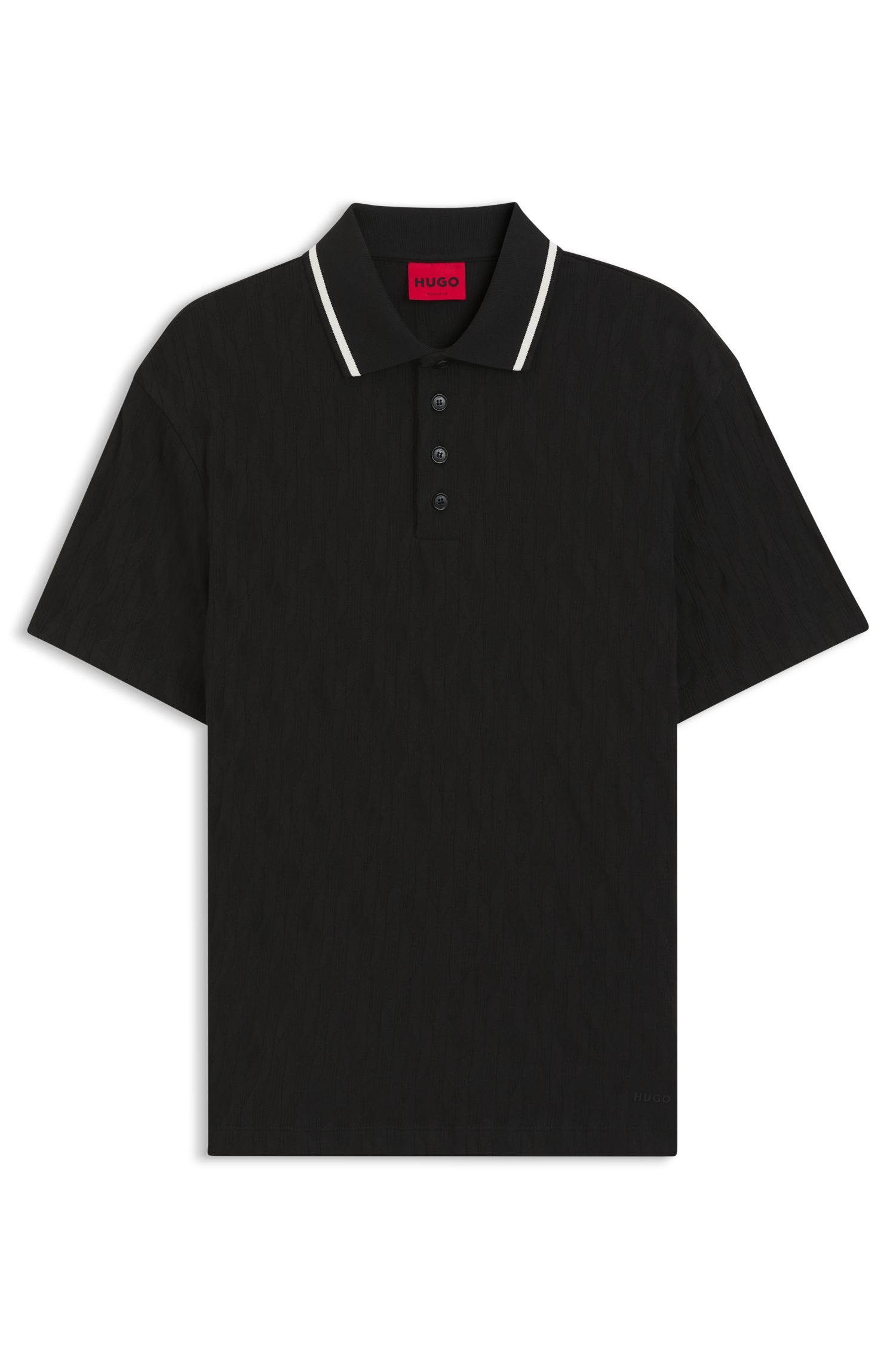 HUGO - Áo polo cổ sọc bằng vải jacquard cotton