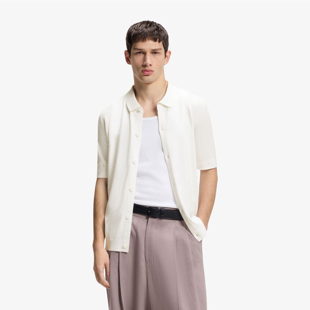 HUGO - Áo sơ mi dáng regular fit với cấu trúc dệt kim