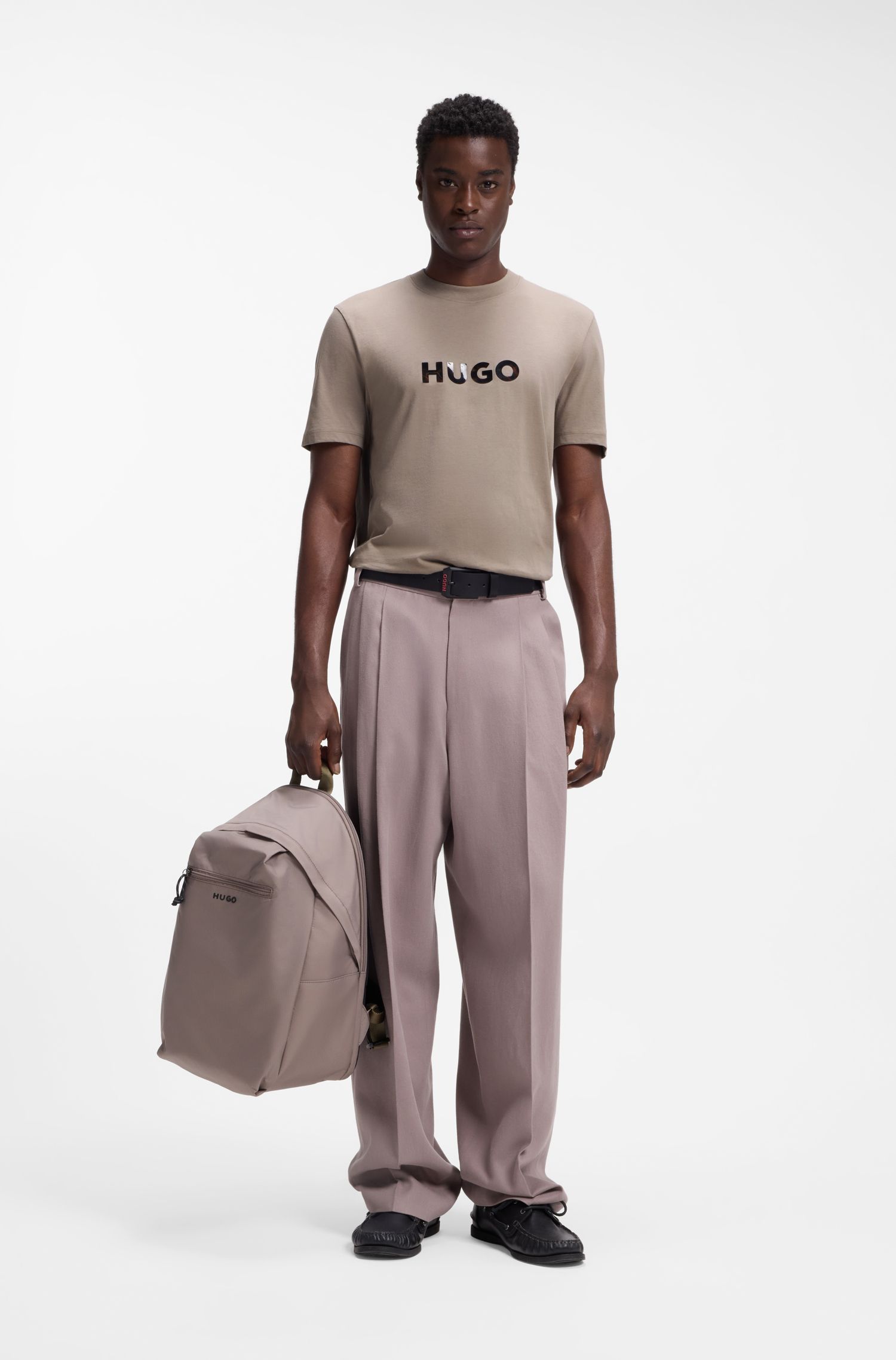 HUGO - Áo thun in logo hình rùa, chất liệu cotton jersey