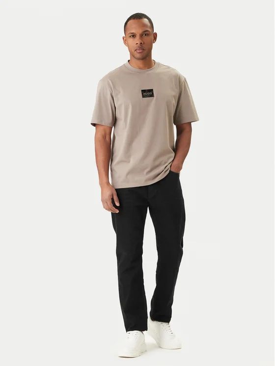 HUGO - Áo thun cotton jersey với logo họa tiết đồi mồi