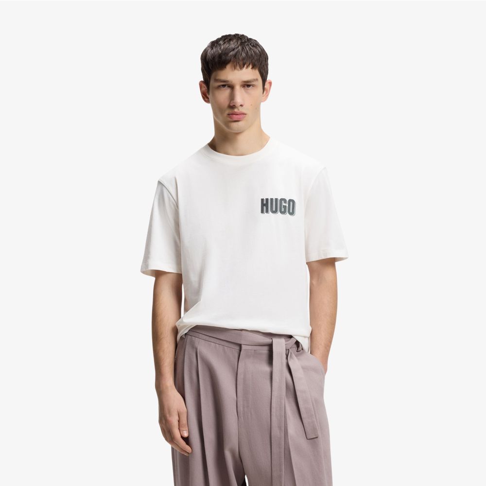 HUGO - Áo thun cotton jersey với hình in ở phía sau.
