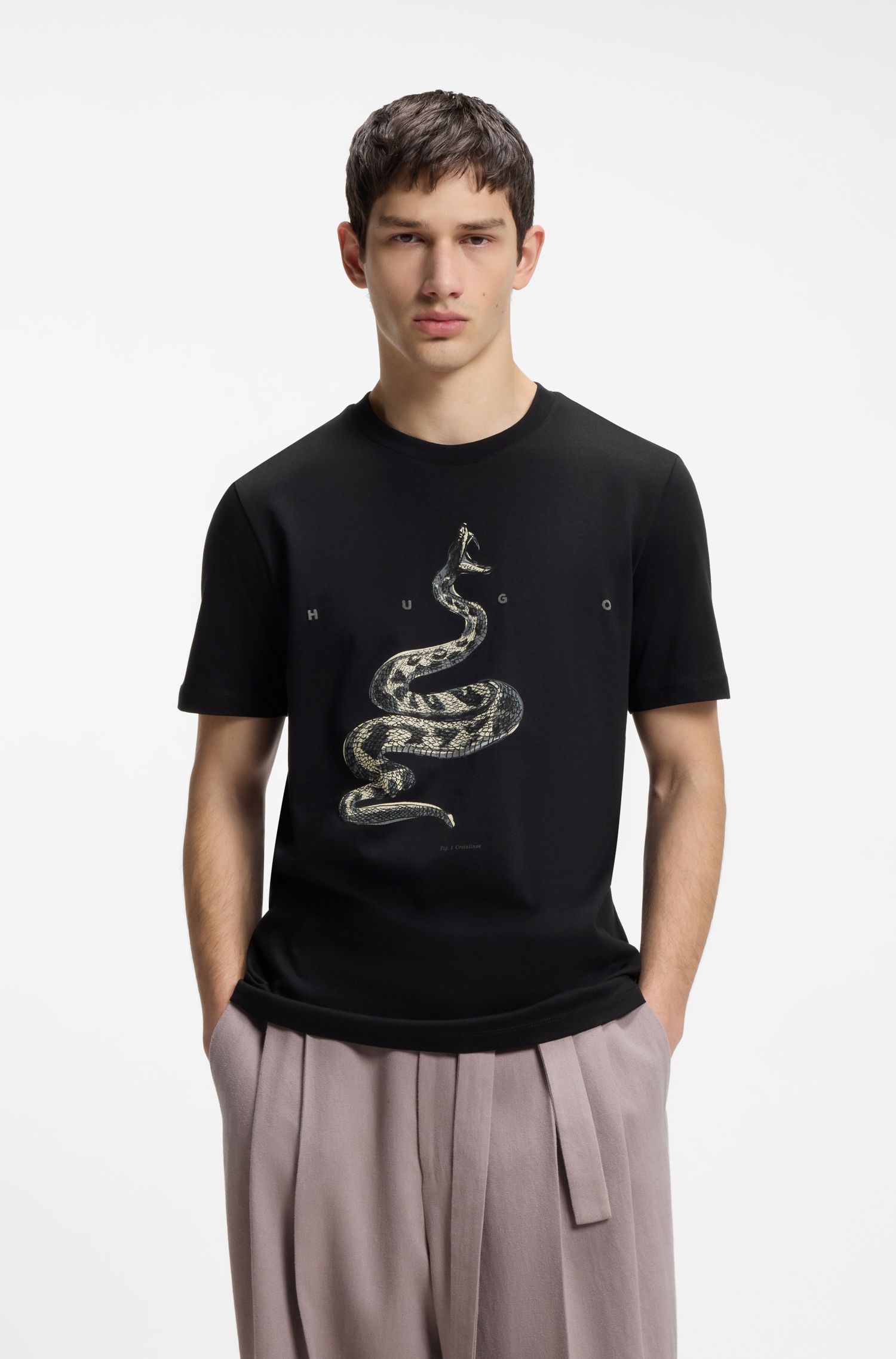 HUGO - Áo thun cotton jersey với logo