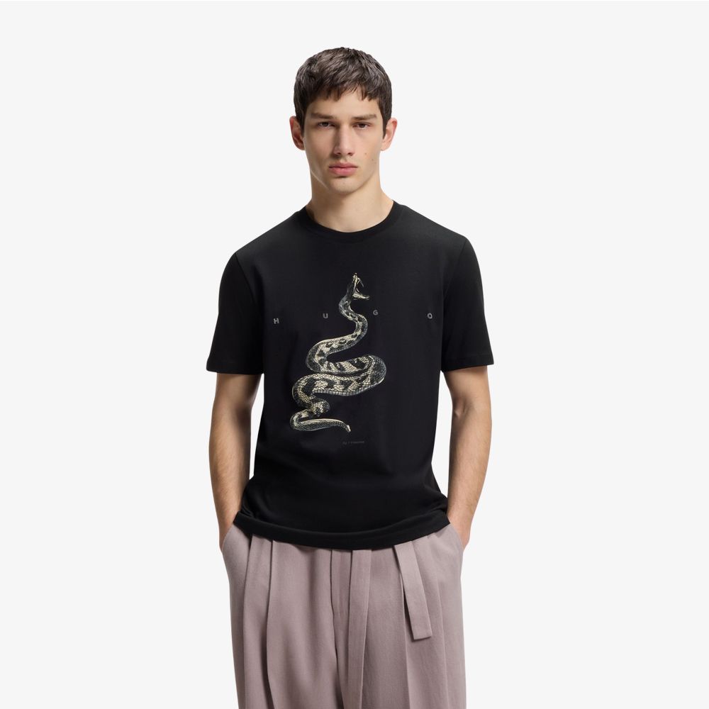 HUGO - Áo thun cotton jersey với logo