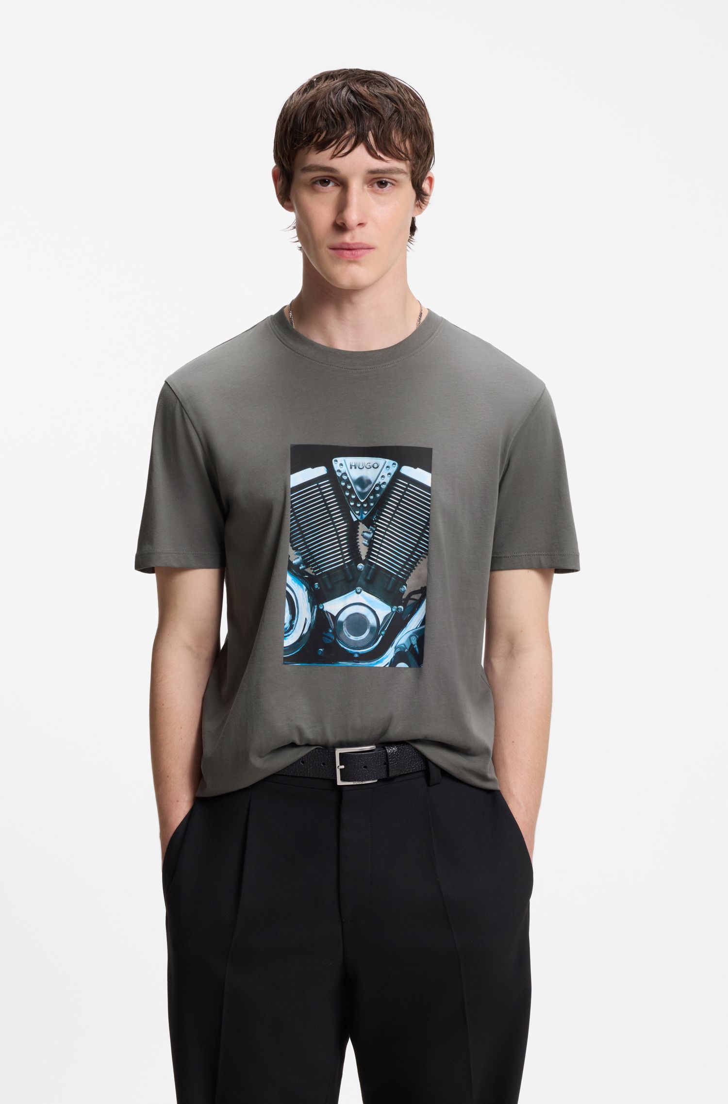 Áo thun cotton jersey với họa tiết phong cách biker