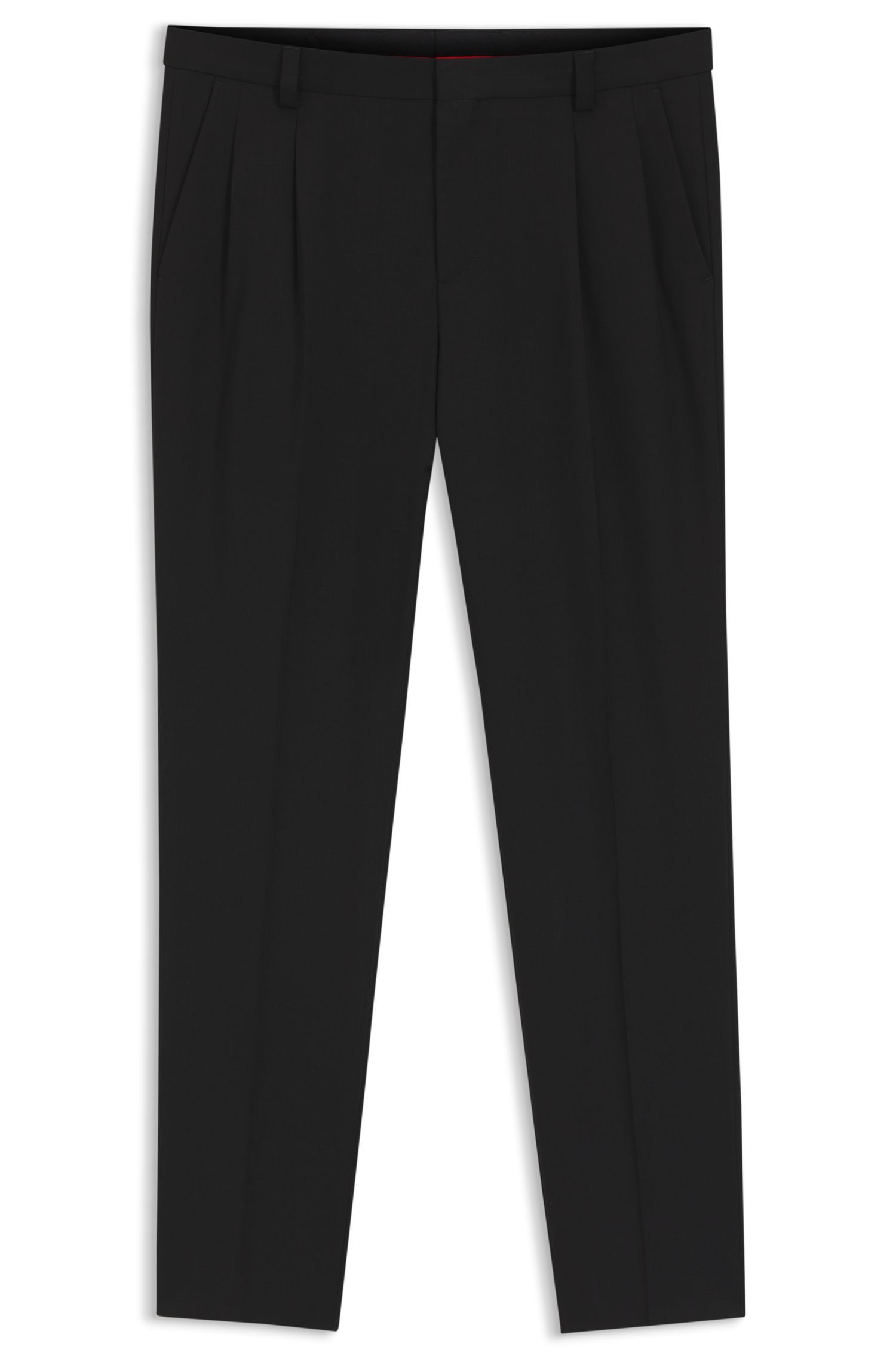 HUGO - Quần tây extra slim fit, chất liệu vải chéo pha len