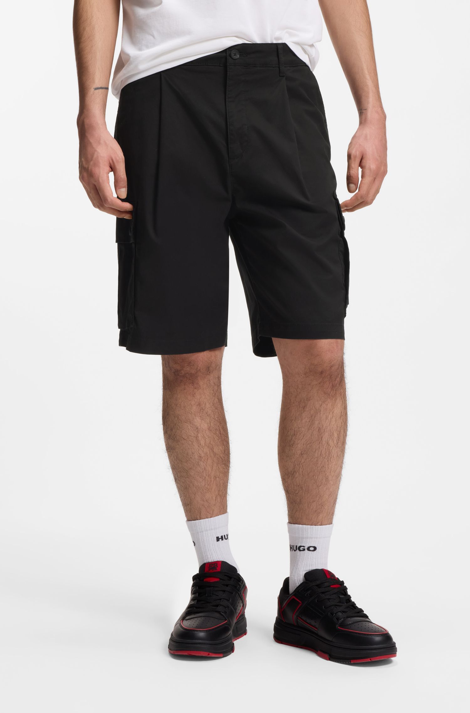 HUGO x RB Quần short cotton co giãn