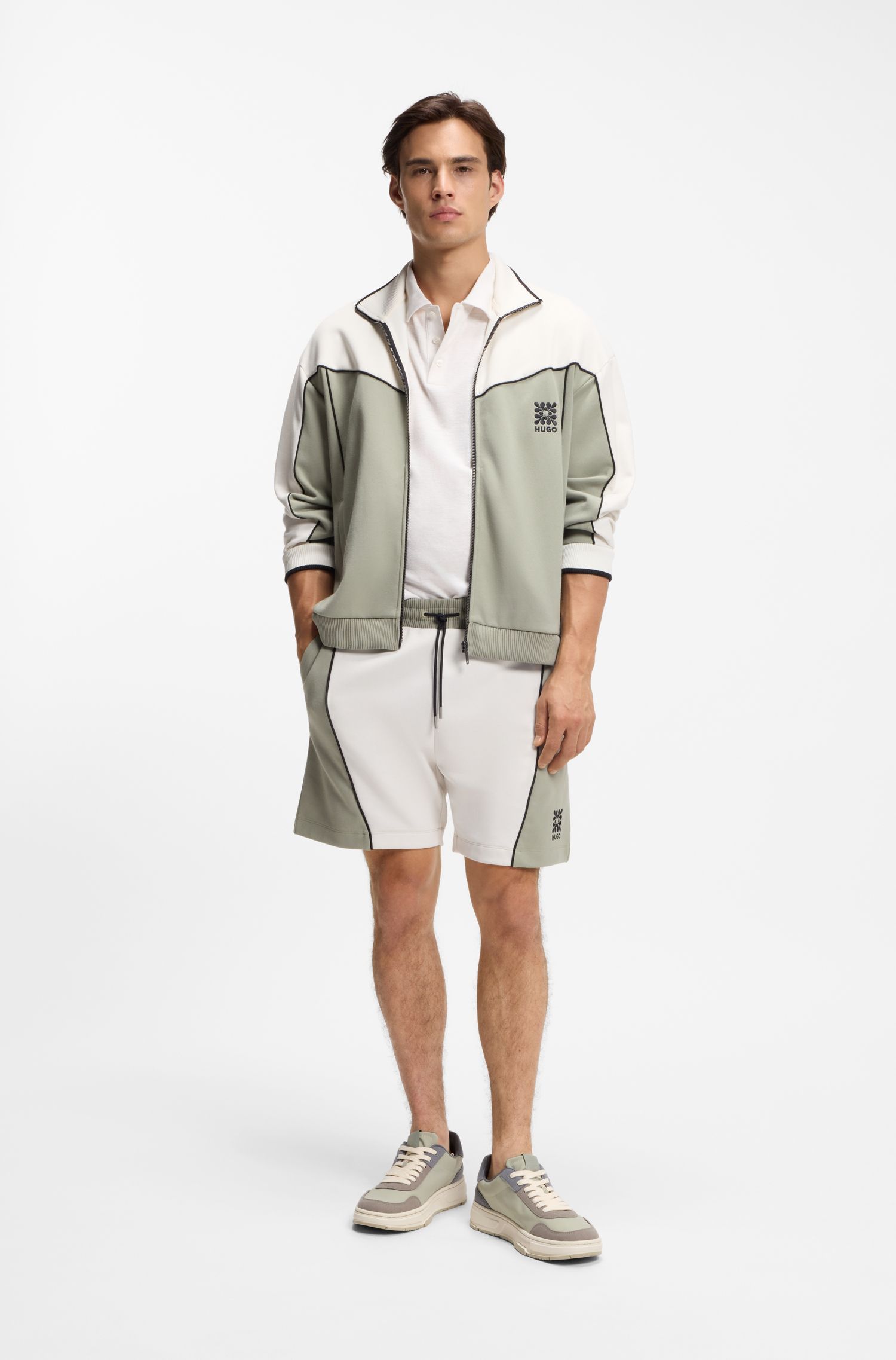 HUGO - Áo polo dệt thô slim fit