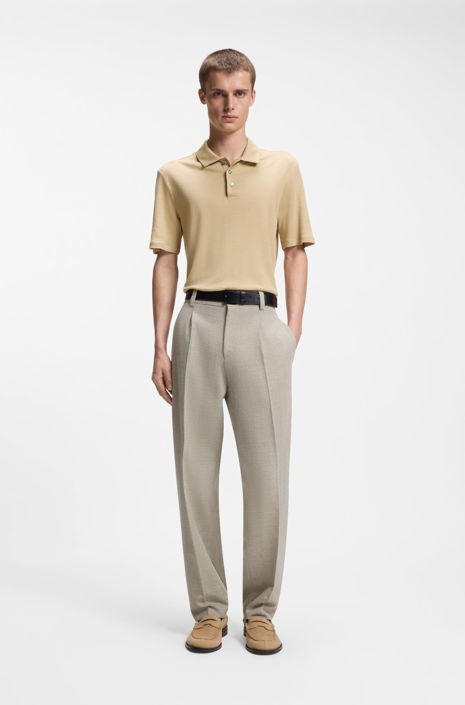 HUGO - Áo polo dệt thô slim fit