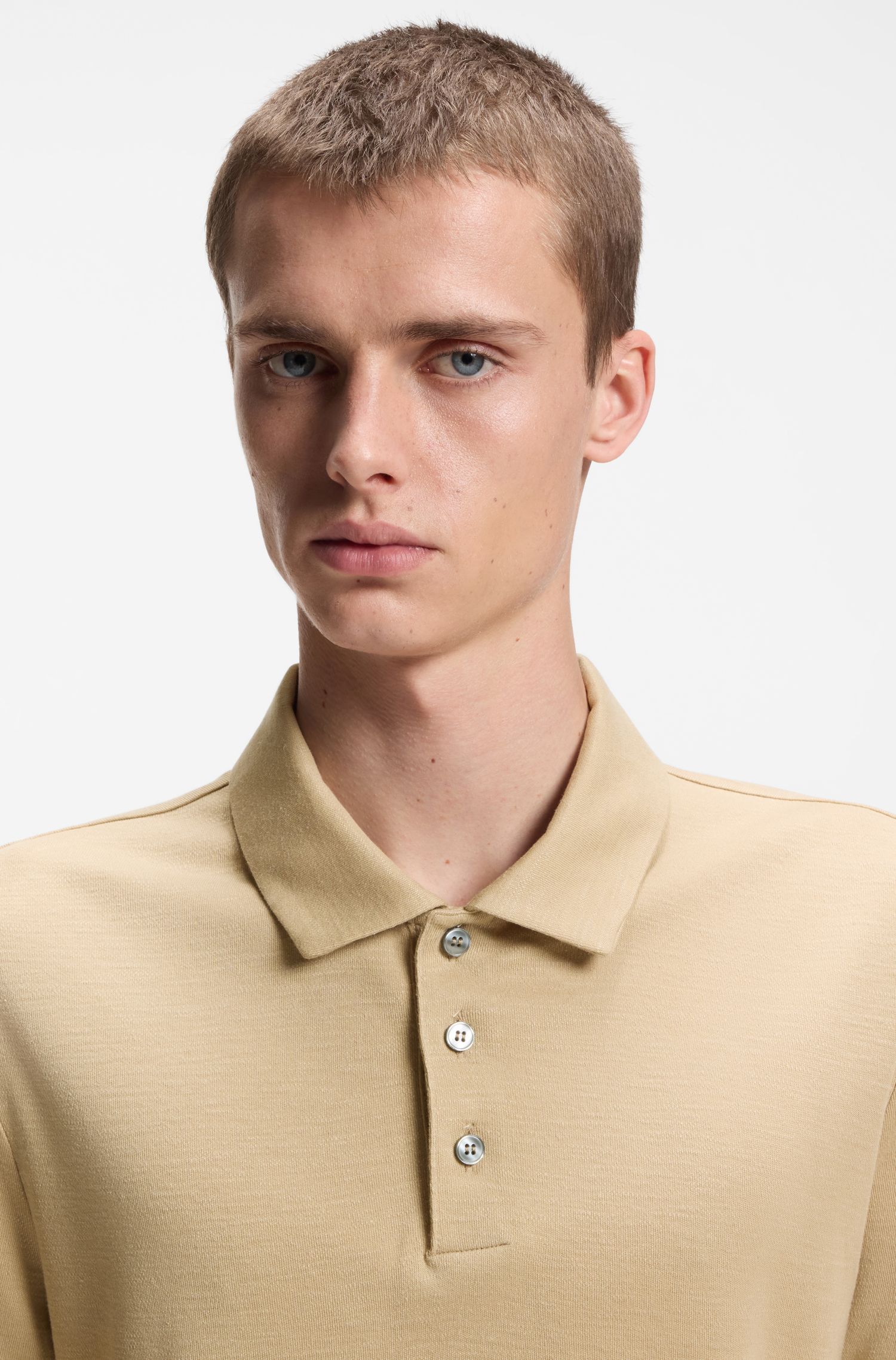 HUGO - Áo polo dệt thô slim fit