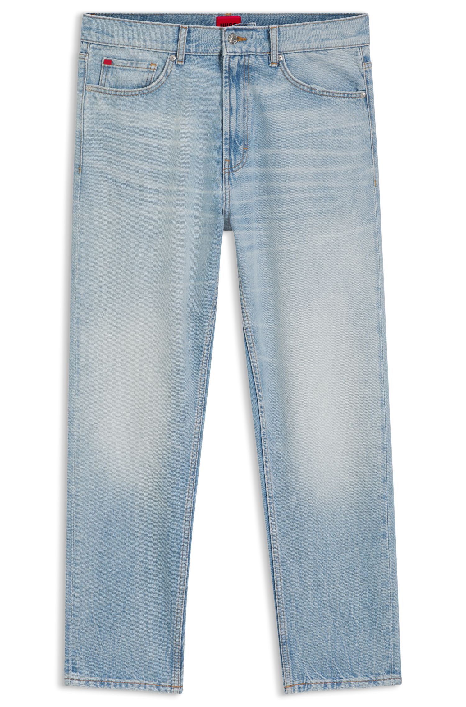 HUGO - Quần jeans dáng suông thoải mái màu xanh dương sáng.