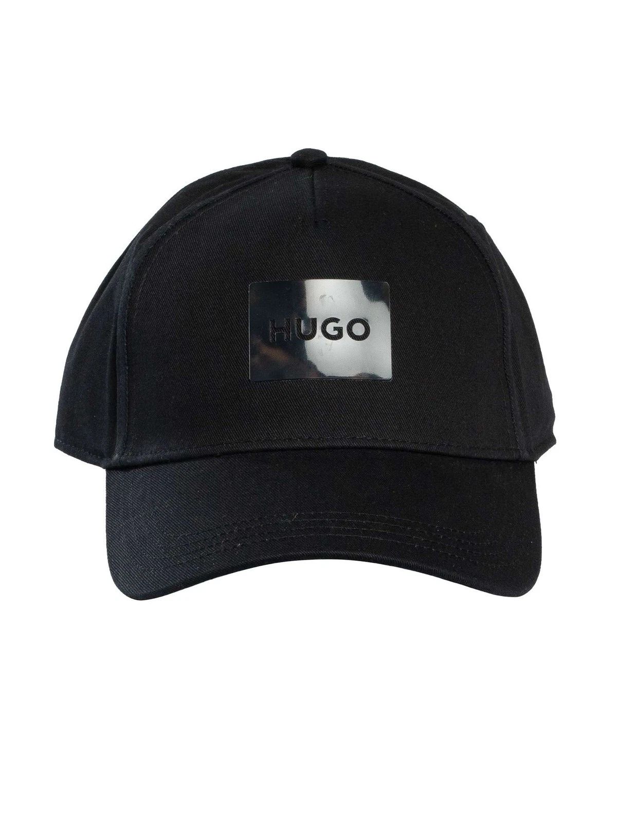 HUGO - Mũ lưỡi trai vải cotton chéo với logo thêu.