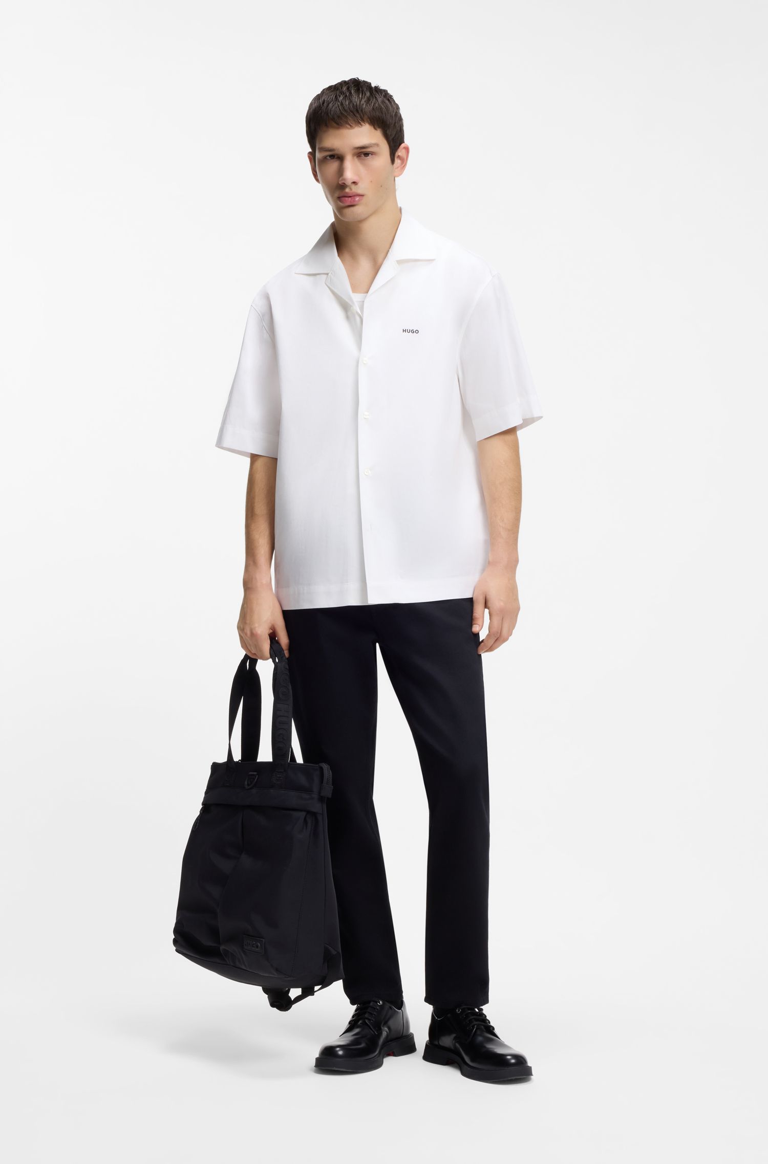 HUGO - Áo sơ mi oversize chất liệu cotton mềm mại
