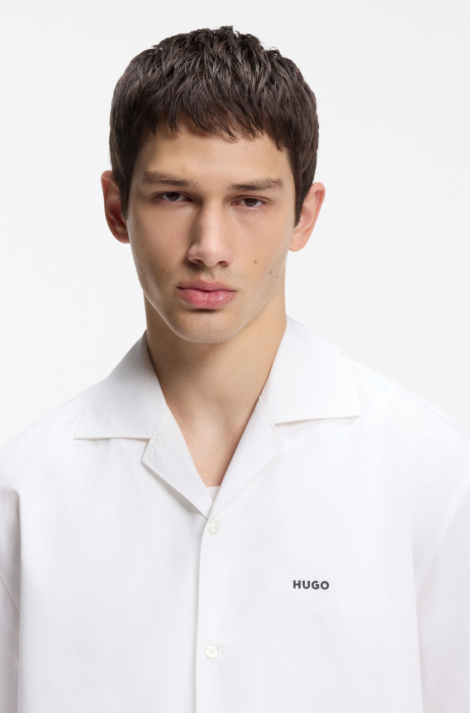 HUGO - Áo sơ mi oversize chất liệu cotton mềm mại