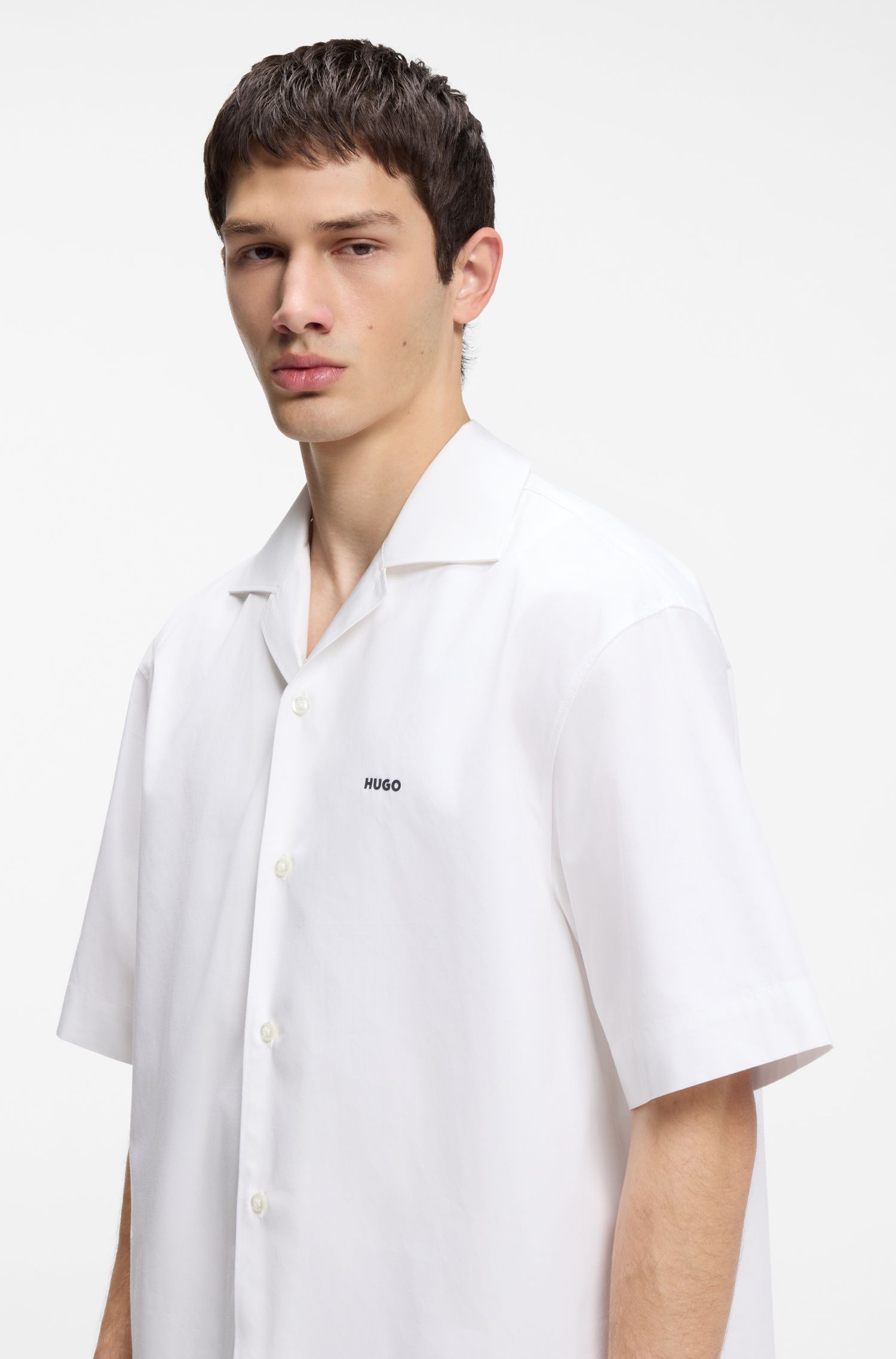 HUGO - Áo sơ mi oversize chất liệu cotton mềm mại