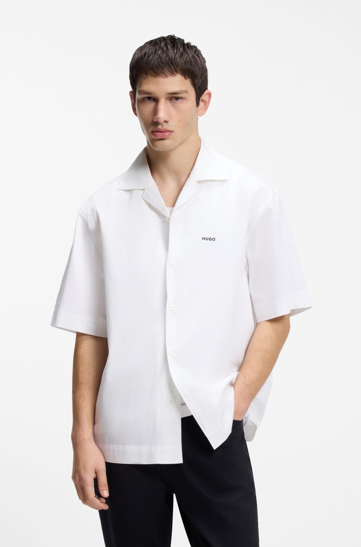 HUGO - Áo sơ mi oversize chất liệu cotton mềm mại