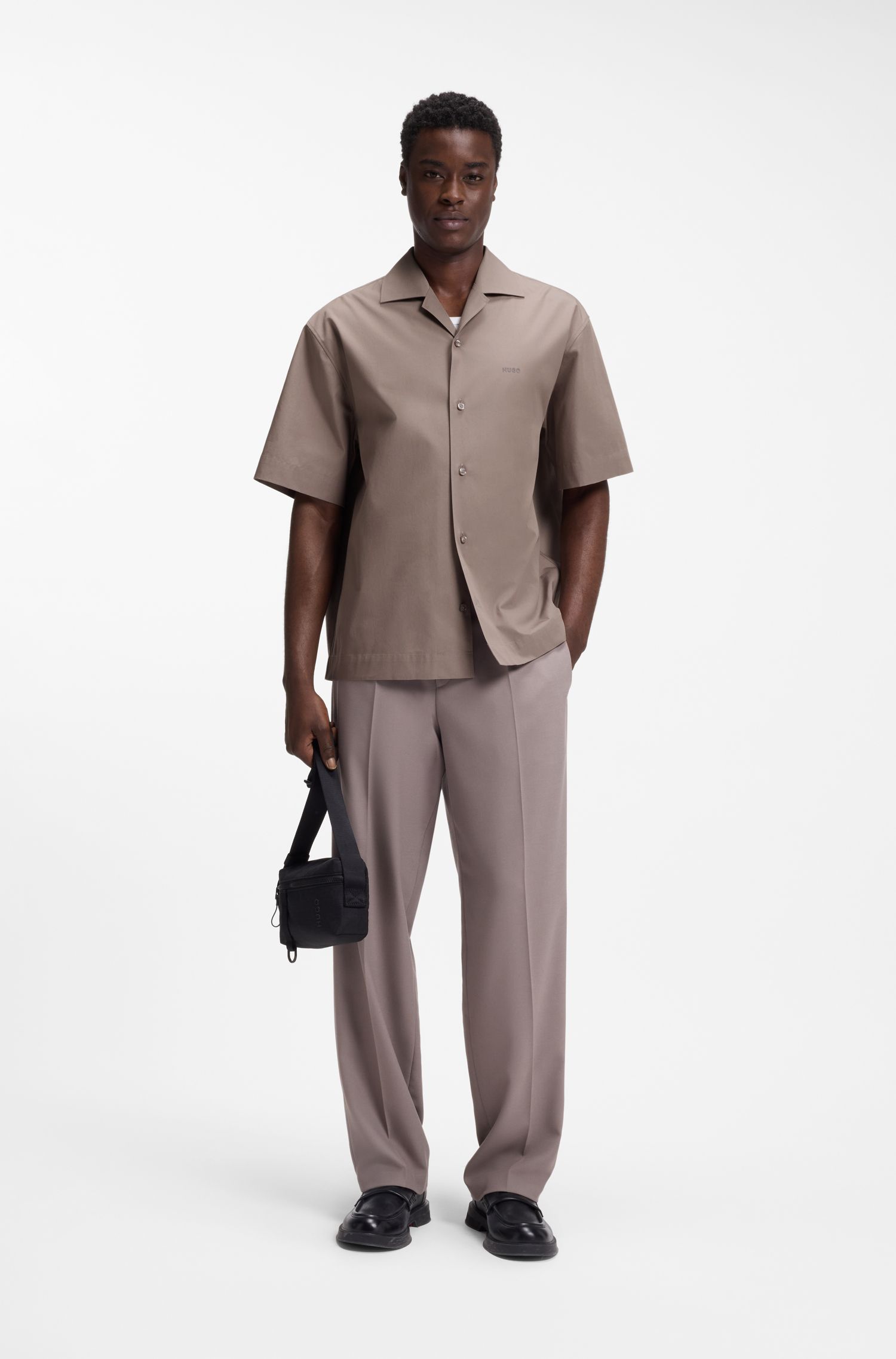 HUGO - Áo sơ mi oversize chất liệu cotton mềm mại