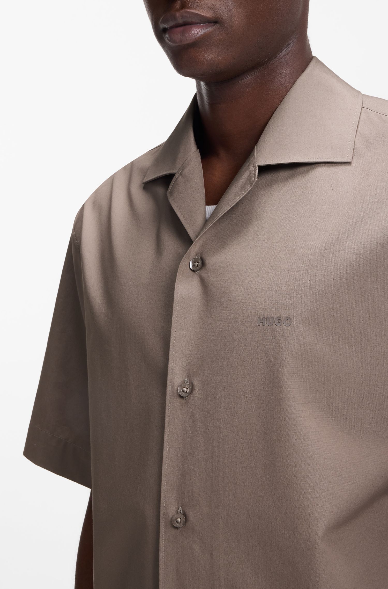 HUGO - Áo sơ mi oversize chất liệu cotton mềm mại