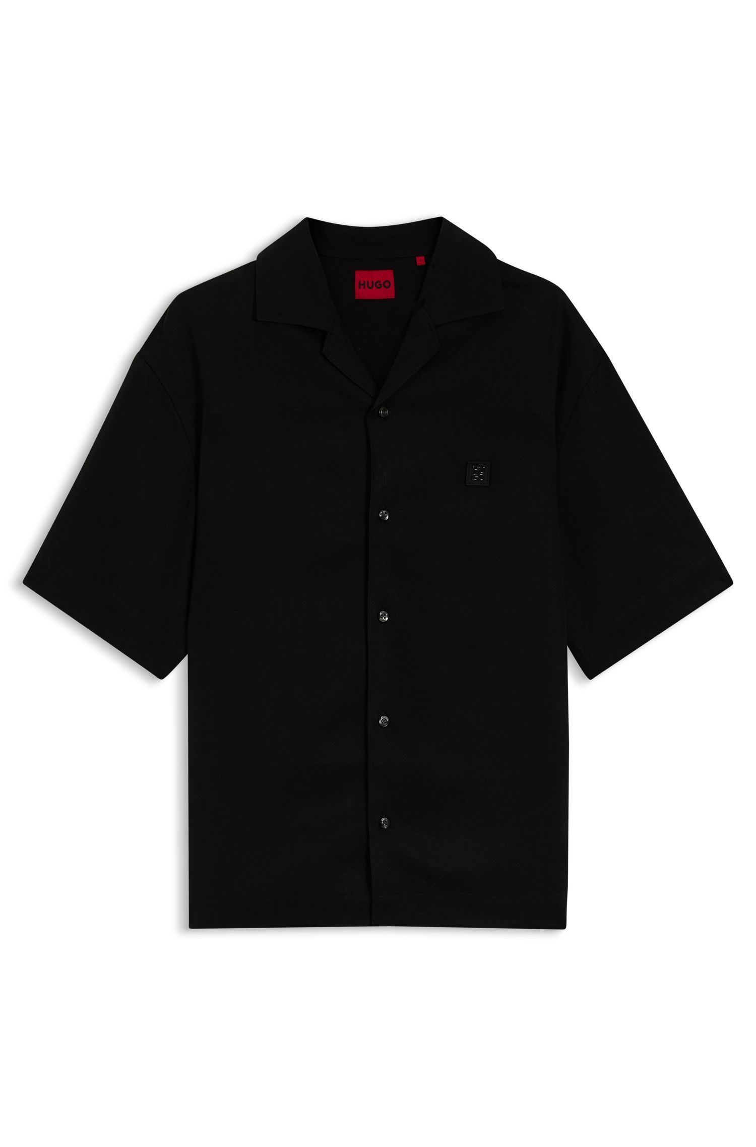 HUGO - Áo sơ mi oversize với logo xếp chồng