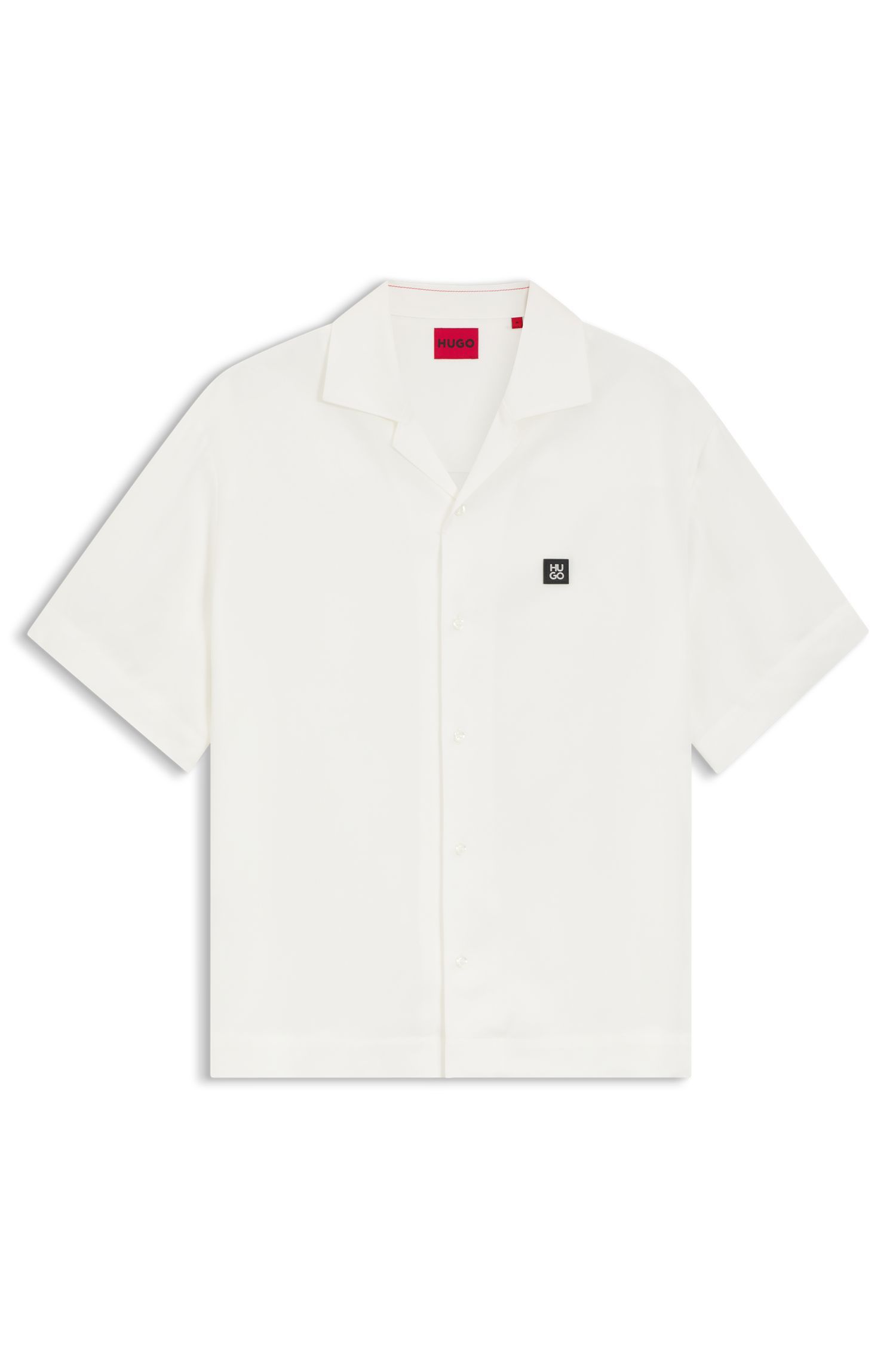HUGO - Áo sơ mi oversize với logo xếp chồng