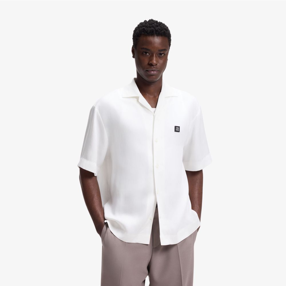 HUGO - Áo sơ mi oversize với logo xếp chồng