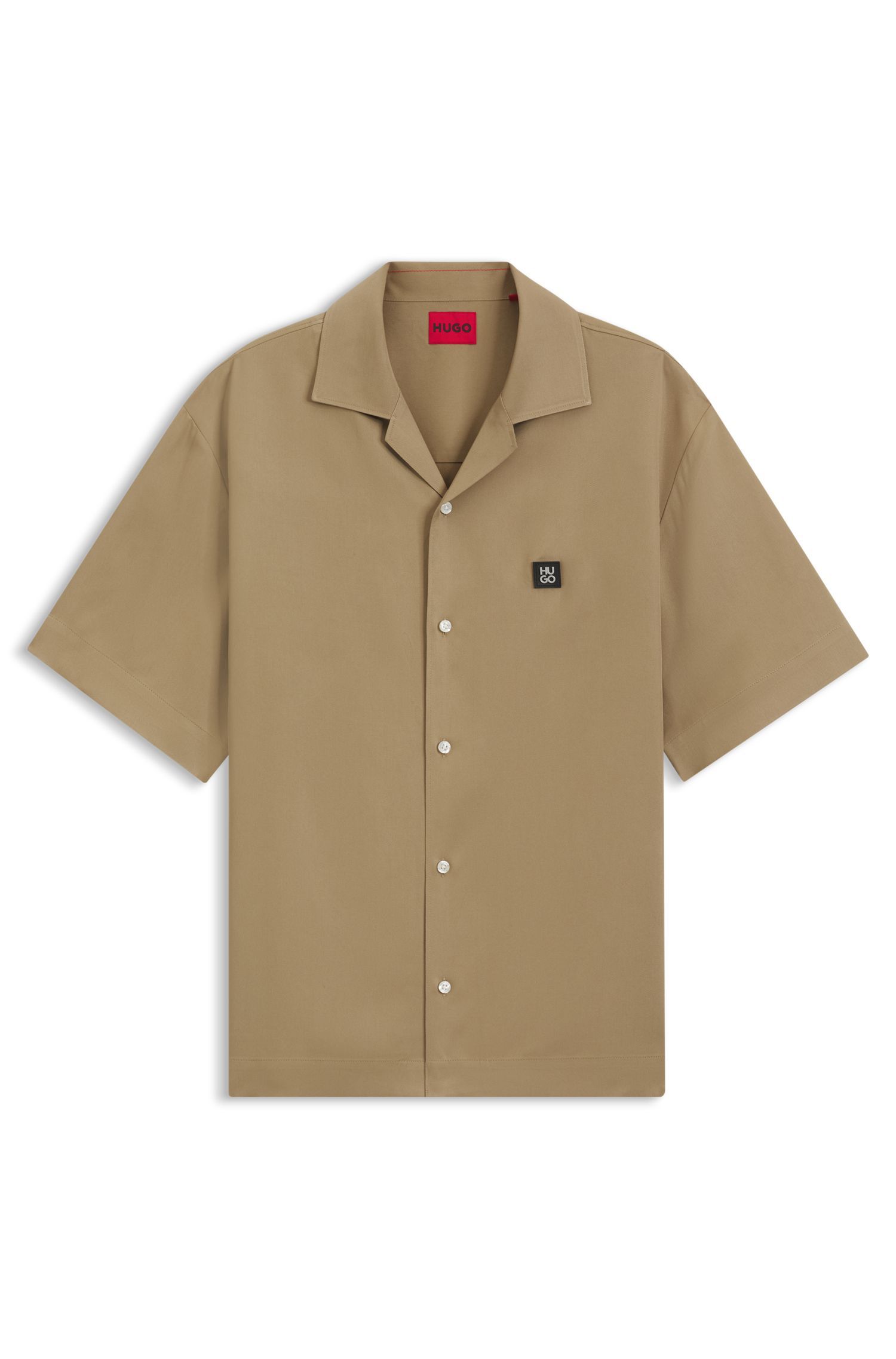 HUGO - Áo sơ mi oversize với logo xếp chồng