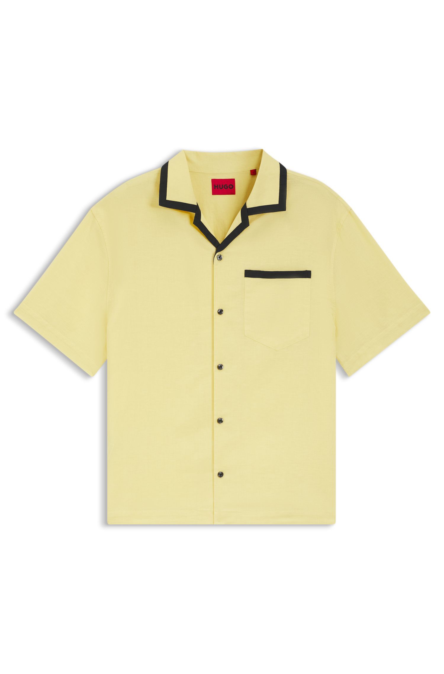 HUGO - Áo sơ mi oversize vải linen và cotton