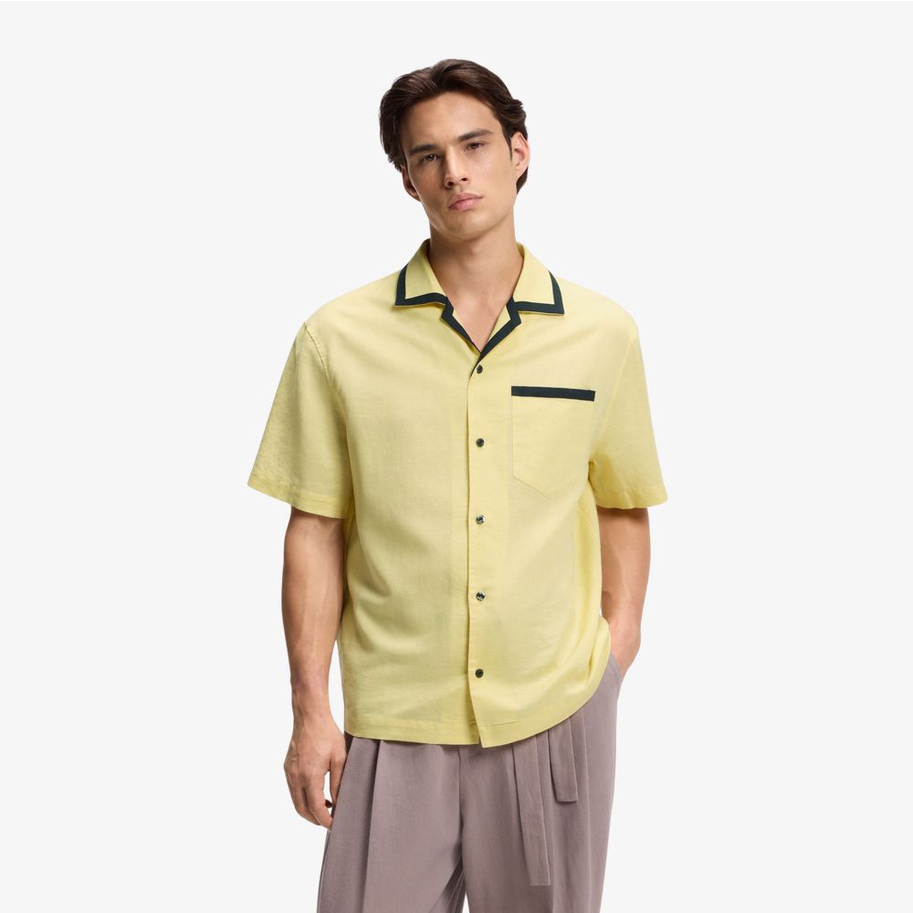 HUGO - Áo sơ mi oversize vải linen và cotton