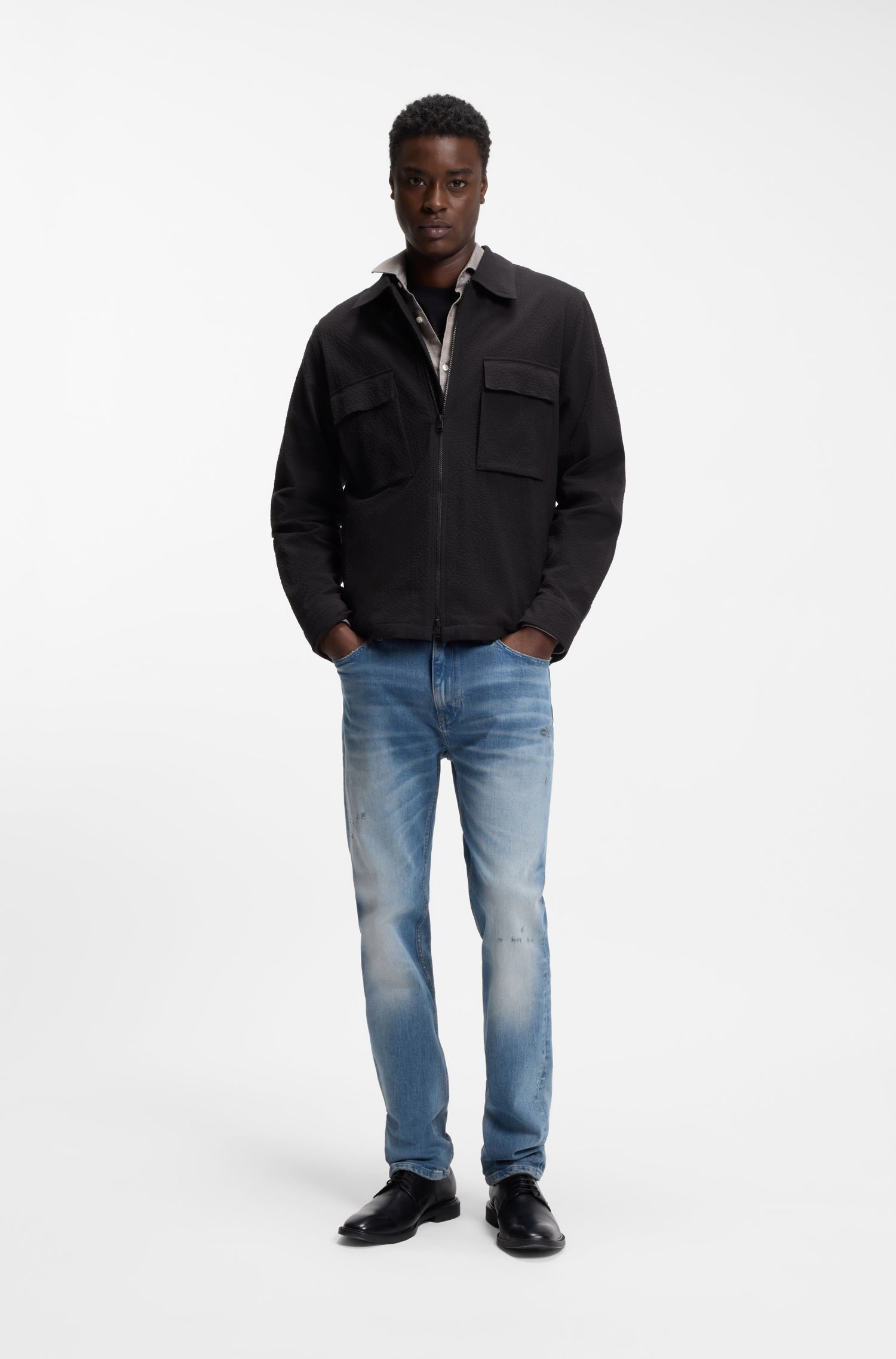HUGO - Áo sơ mi cotton co giãn