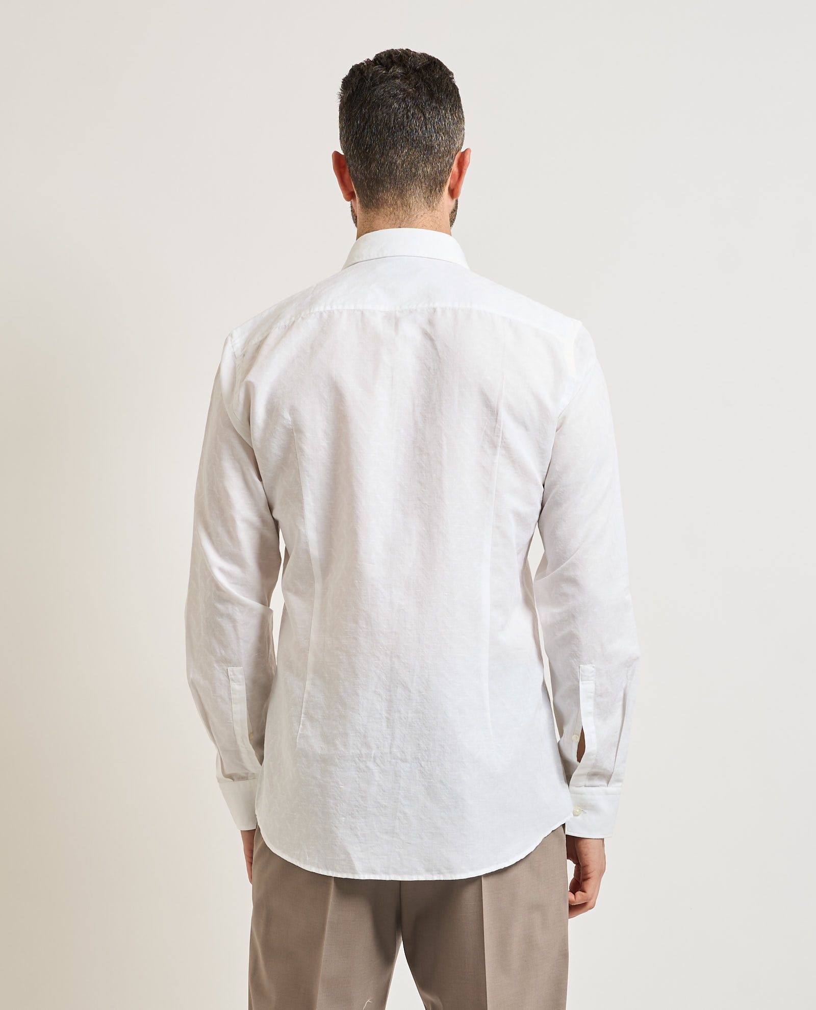 HUGO - Áo sơ mi slim fit bằng vải jacquard cotton linen