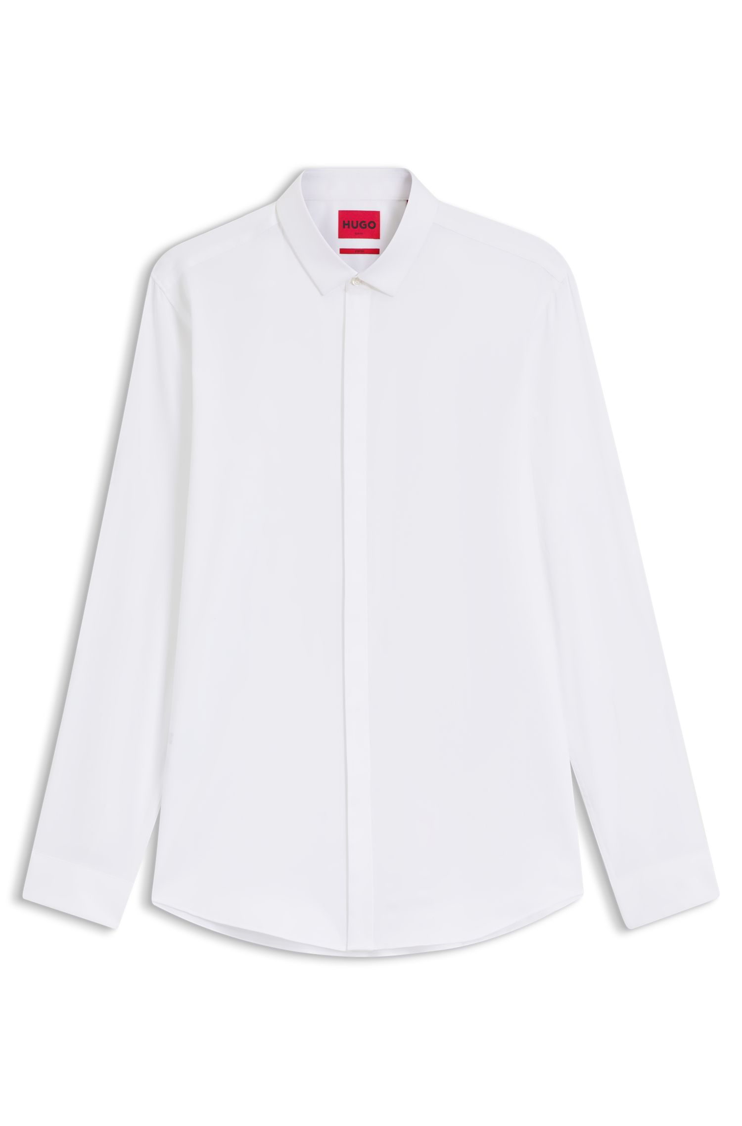 HUGO - Áo sơ mi slim fit làm cotton co giãn