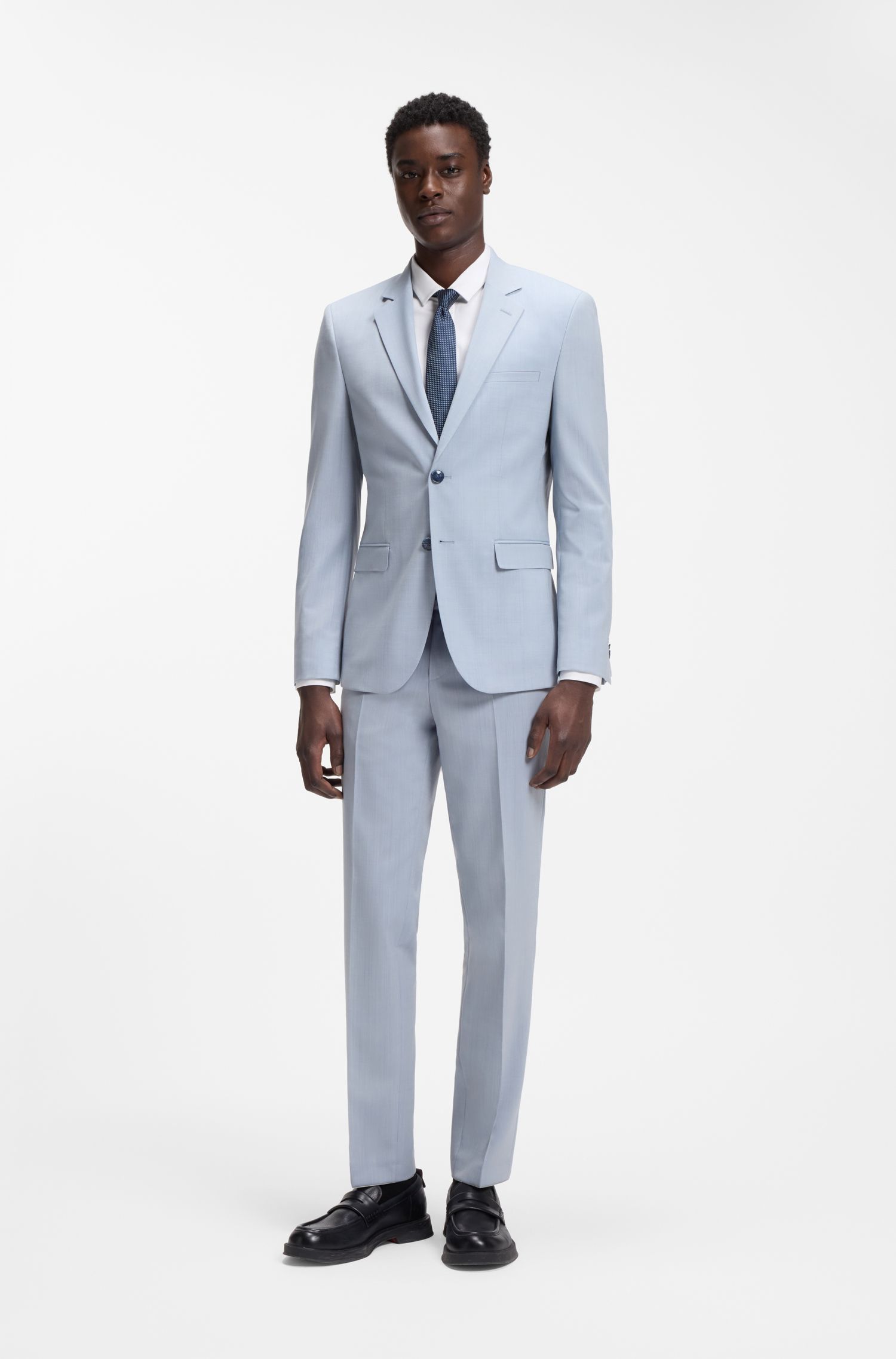 HUGO - Áo sơ mi slim fit làm cotton co giãn