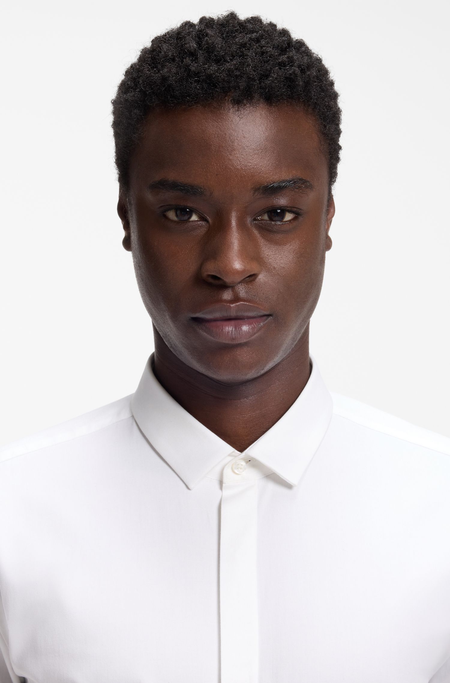 HUGO - Áo sơ mi slim fit làm cotton co giãn