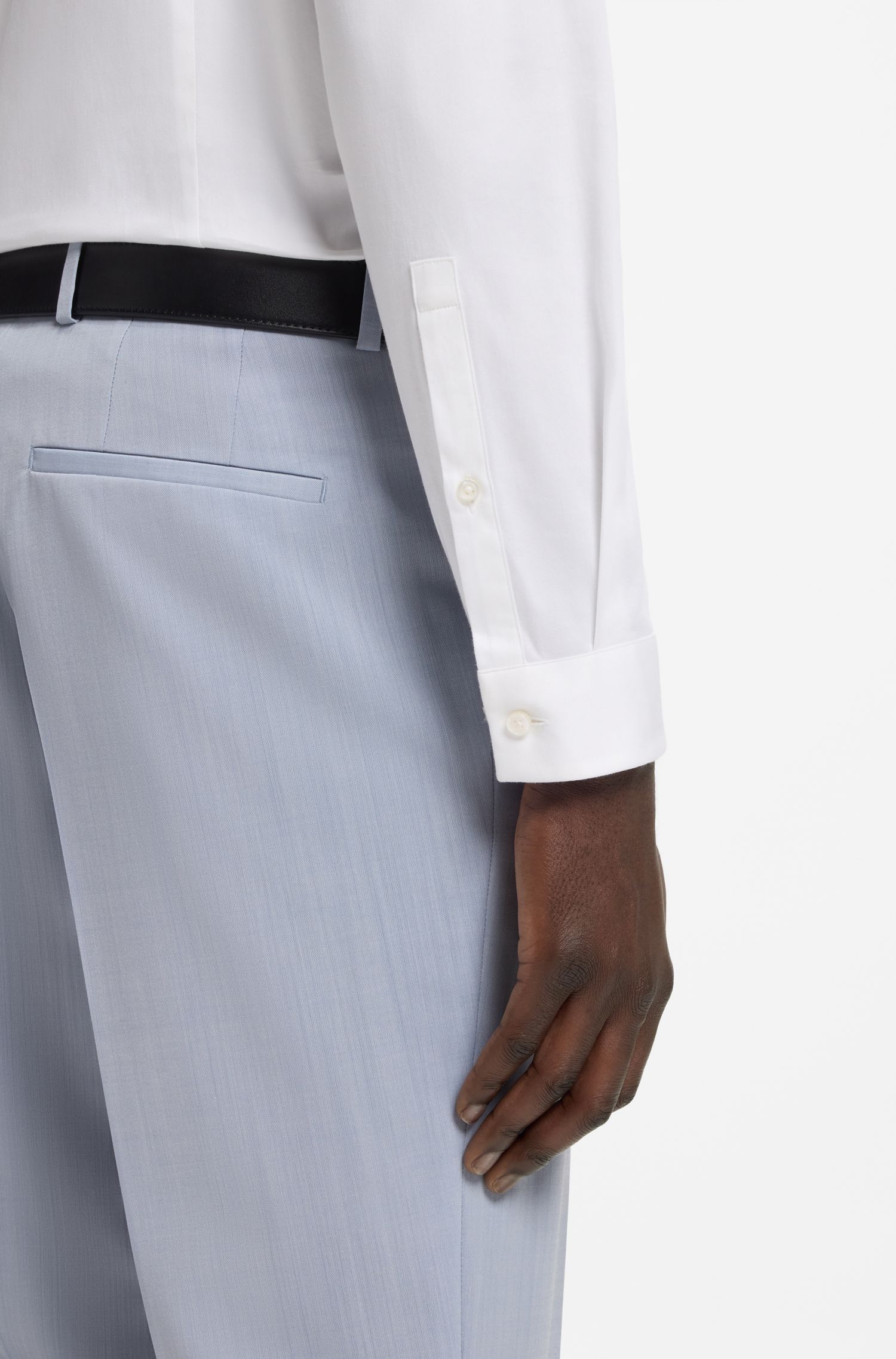 HUGO - Áo sơ mi slim fit làm cotton co giãn
