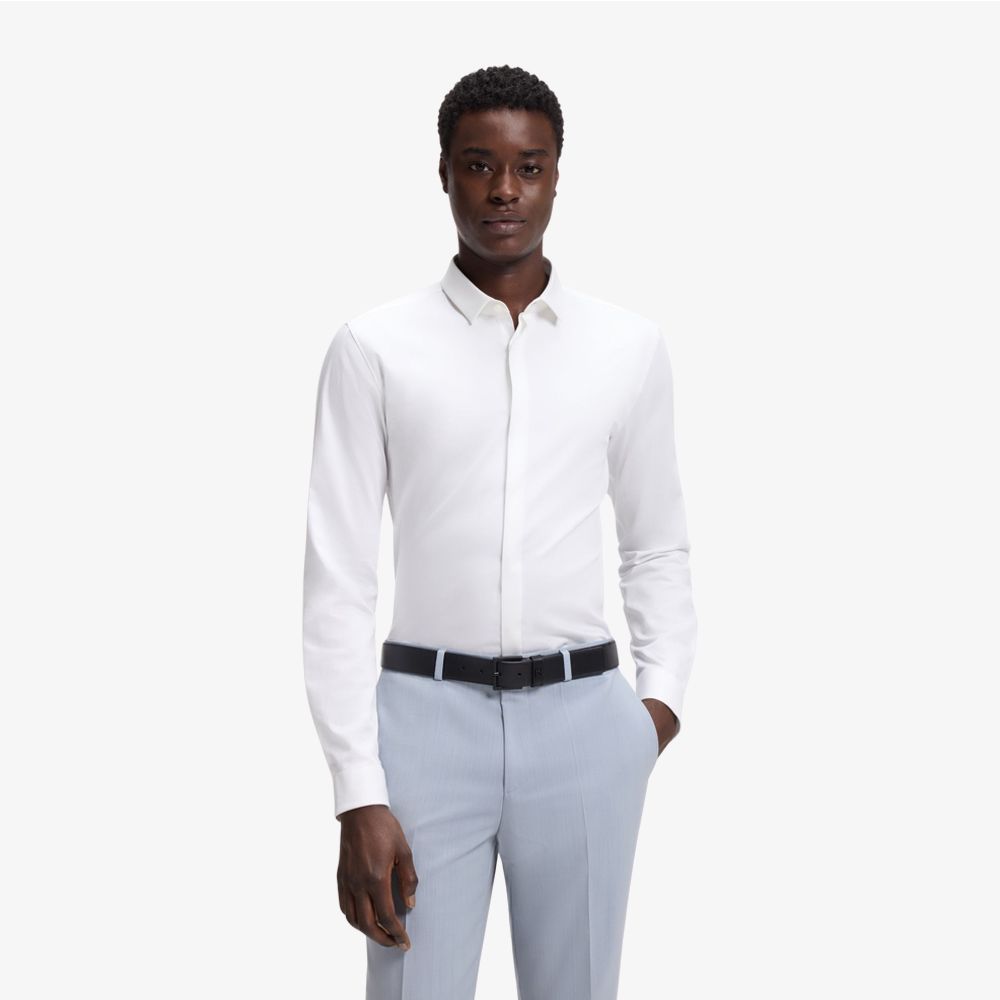 HUGO - Áo sơ mi slim fit làm cotton co giãn
