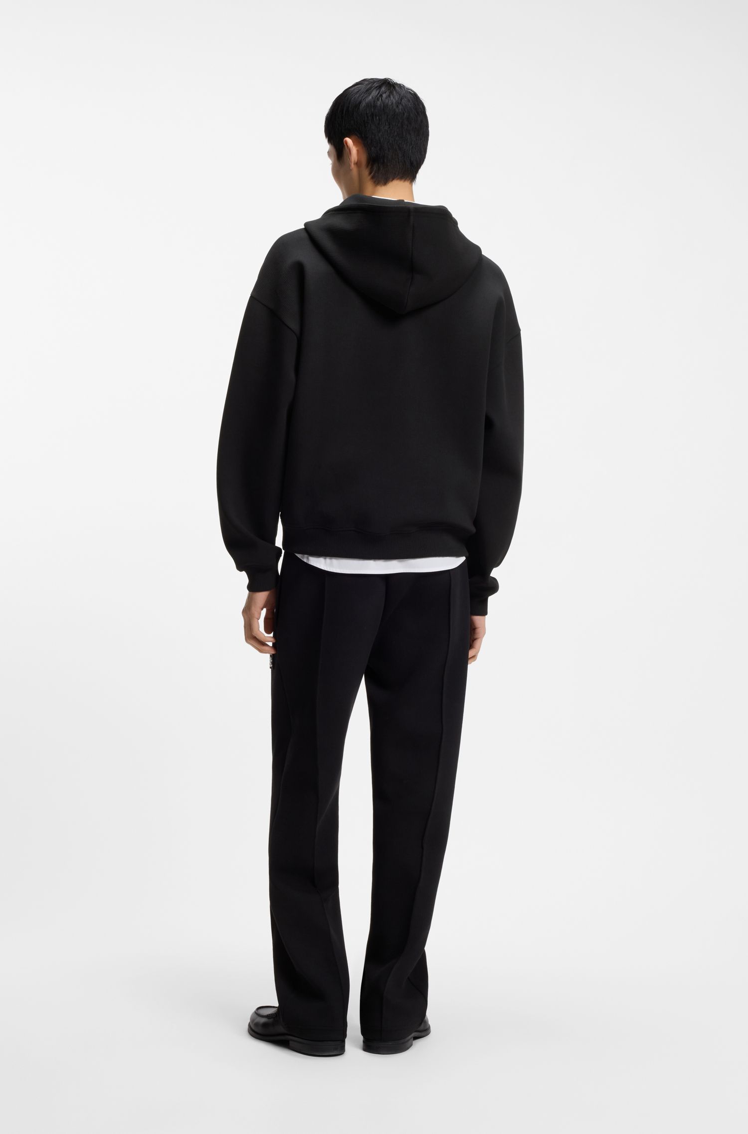 Áo hoodie cổ khóa kéo bằng cotton pha có cấu trúc