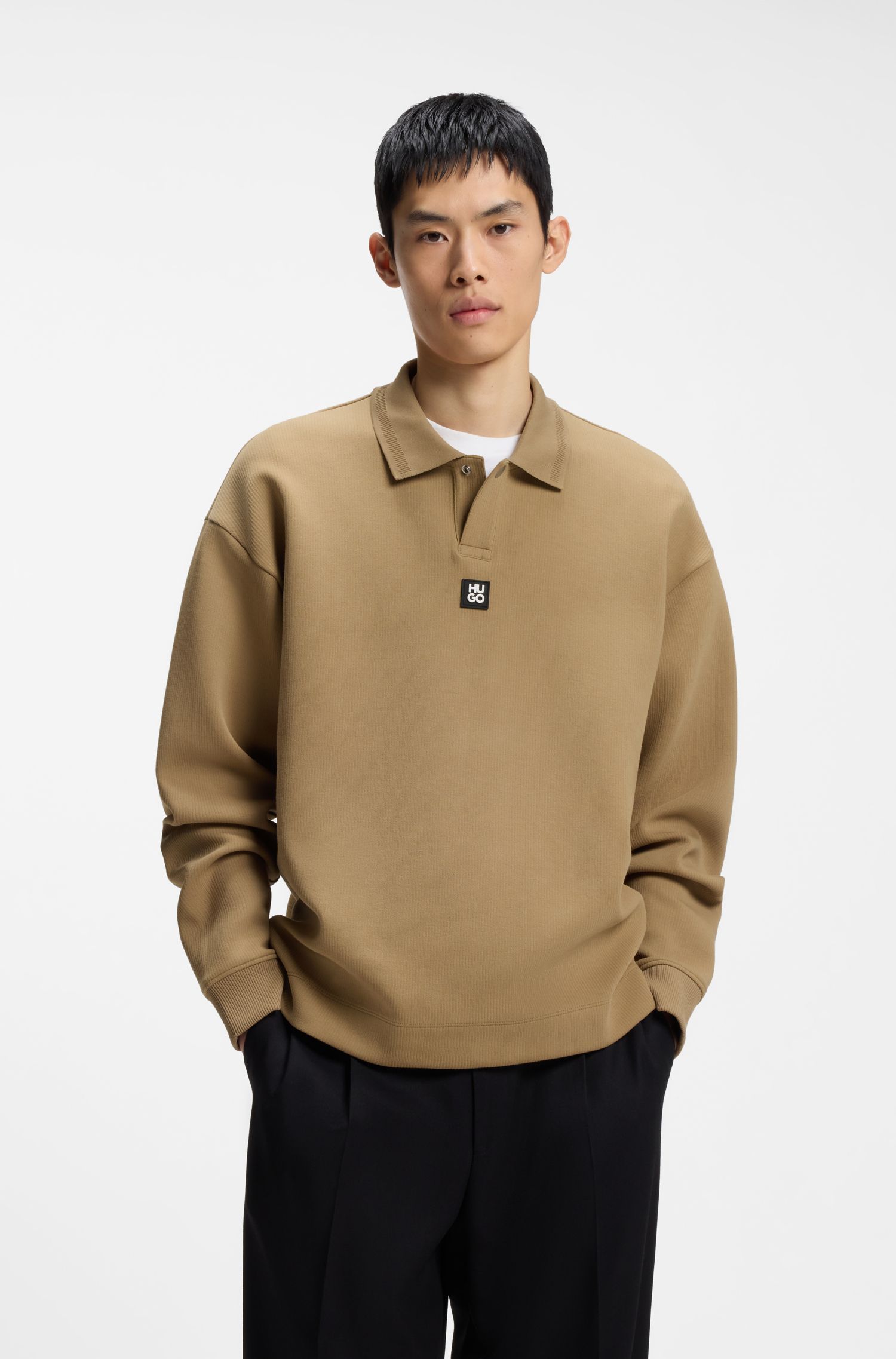 Áo sweatshirt cotton pha HUGO Dabins