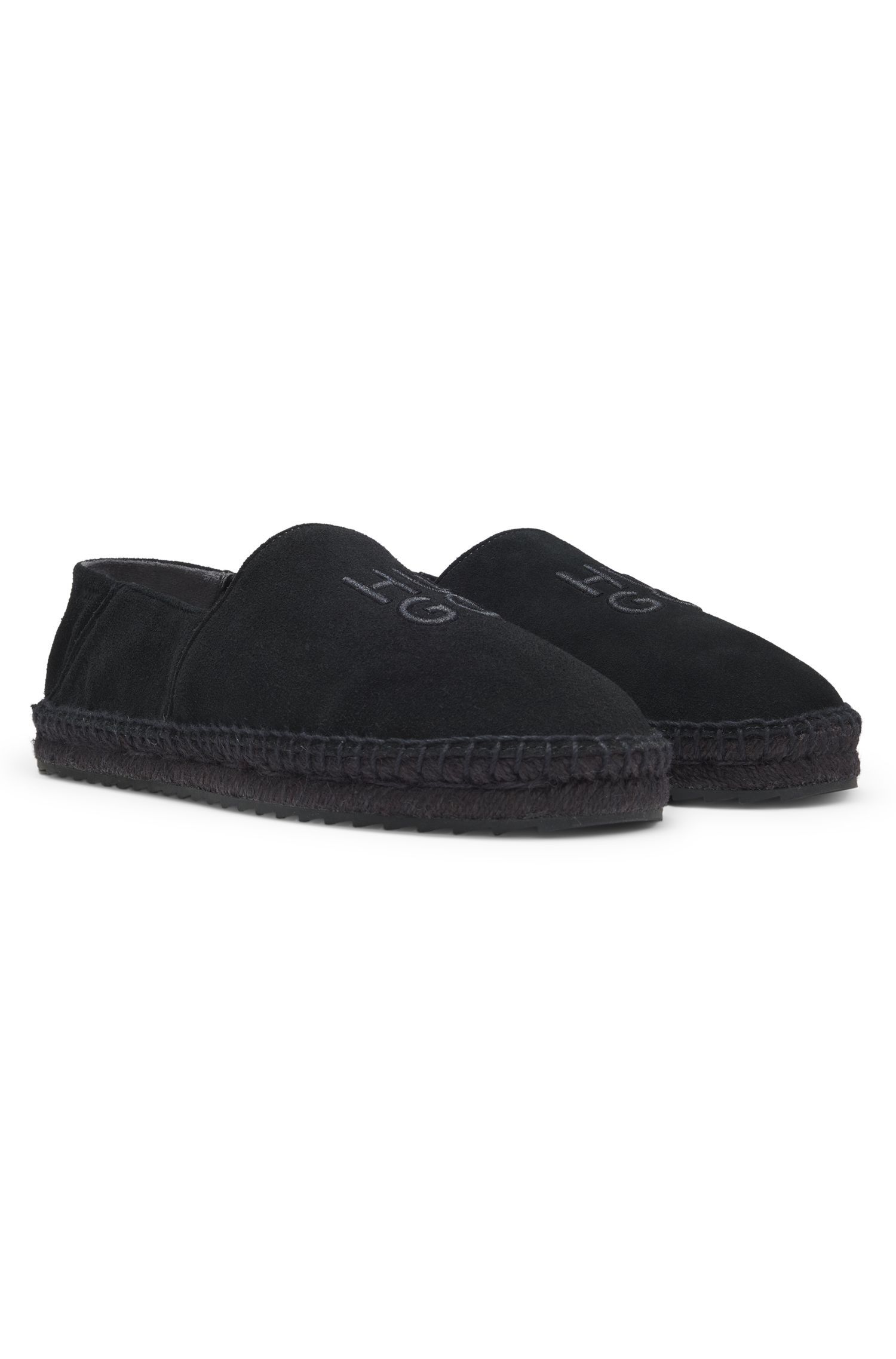 HUGO - Giày espadrilles da lộn với logo xếp chồng