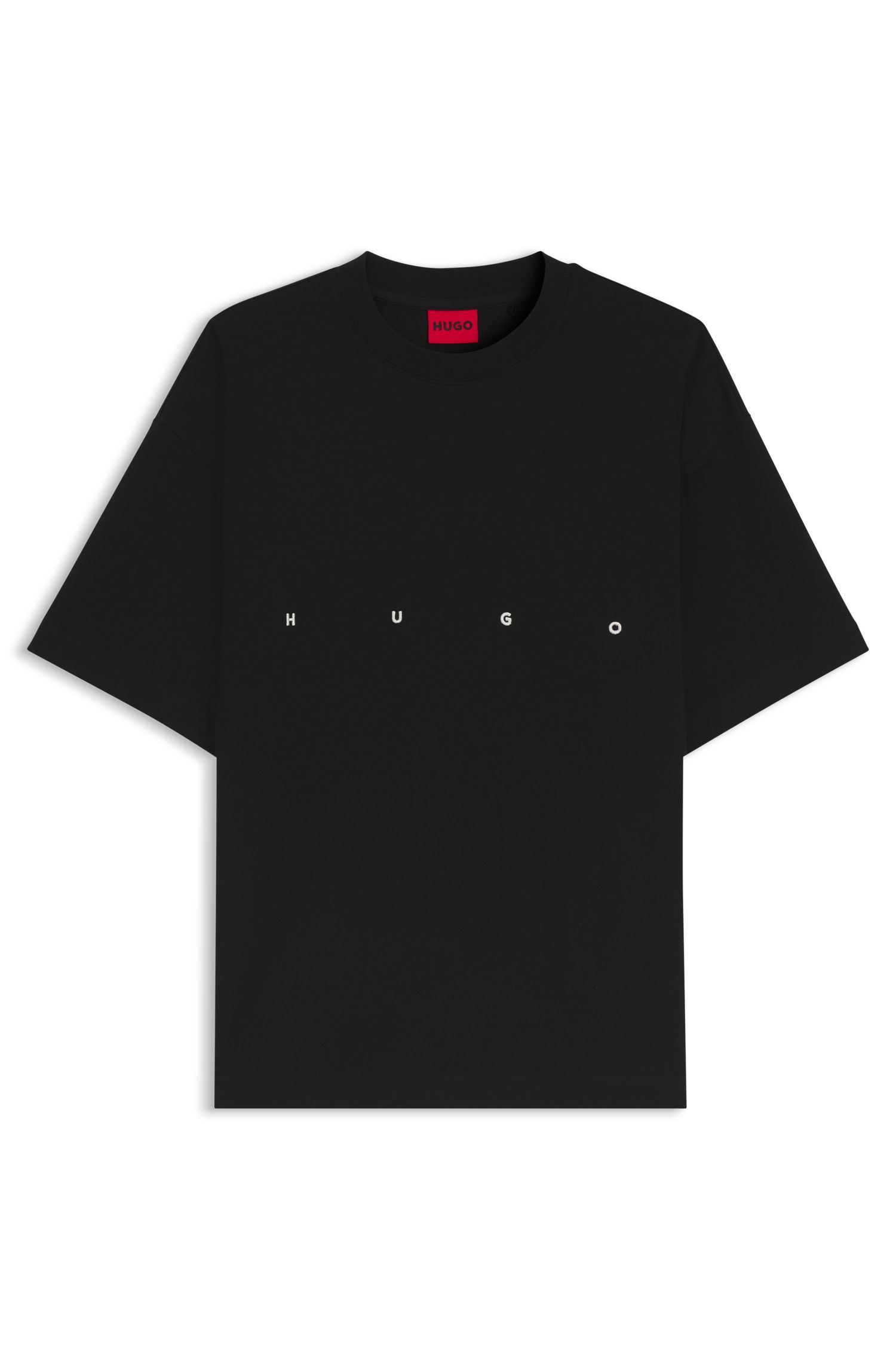 HUGO - Áo thun cotton dáng rộng với logo in nổi bật.