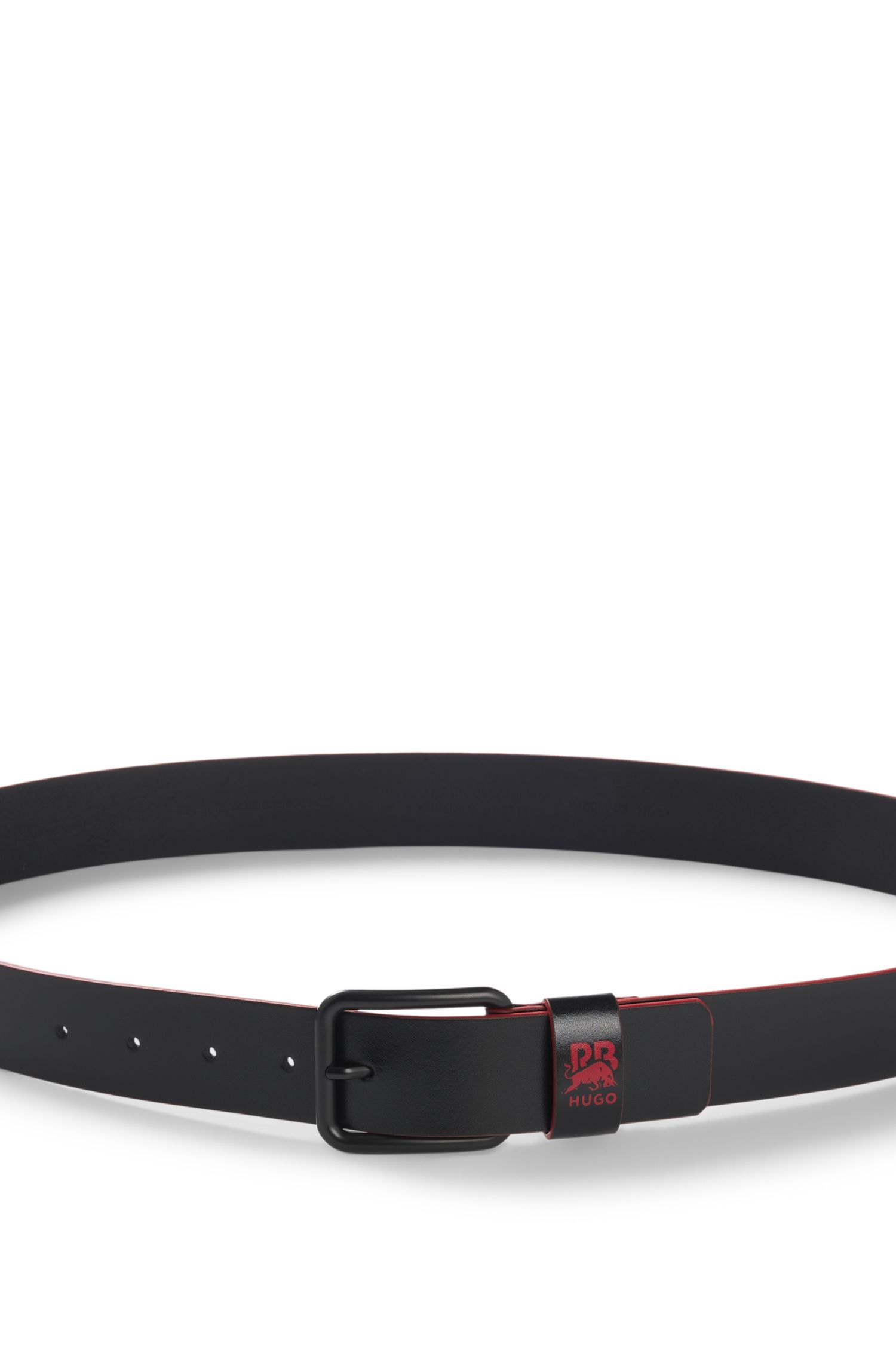 HUGO x RB Thắt lưng da Ý với logo hình bò tót Racing Bull