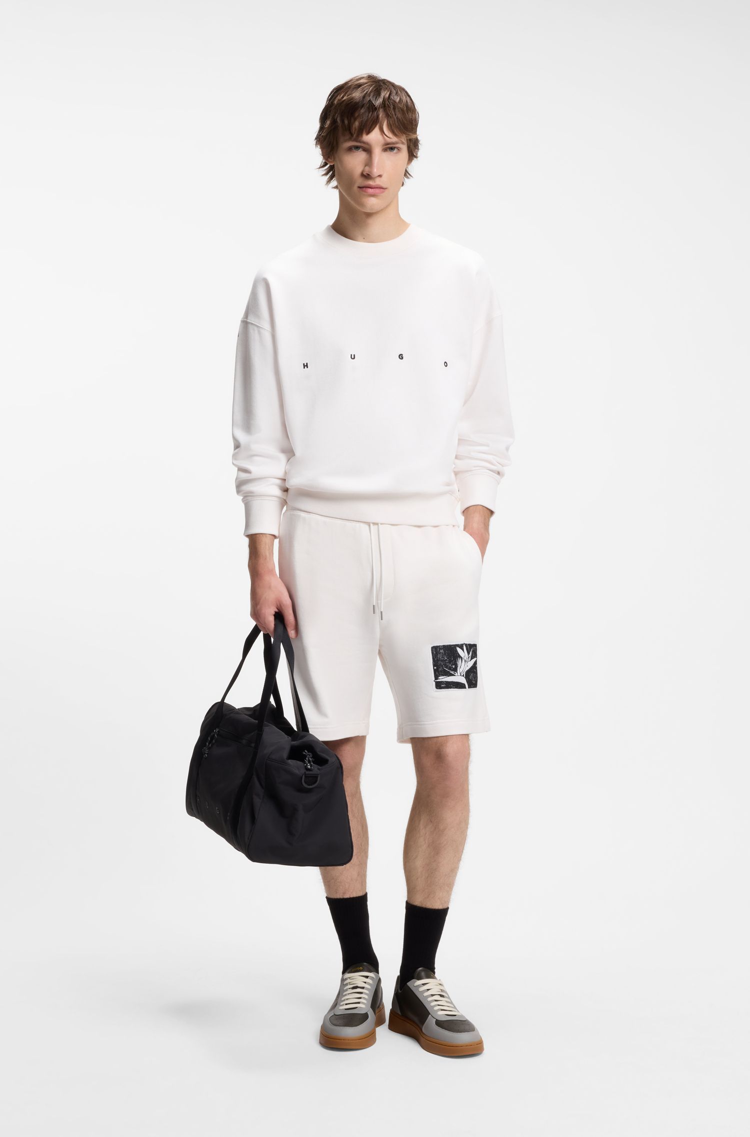 HUGO - Quần short chất liệu cotton terry họa tiết